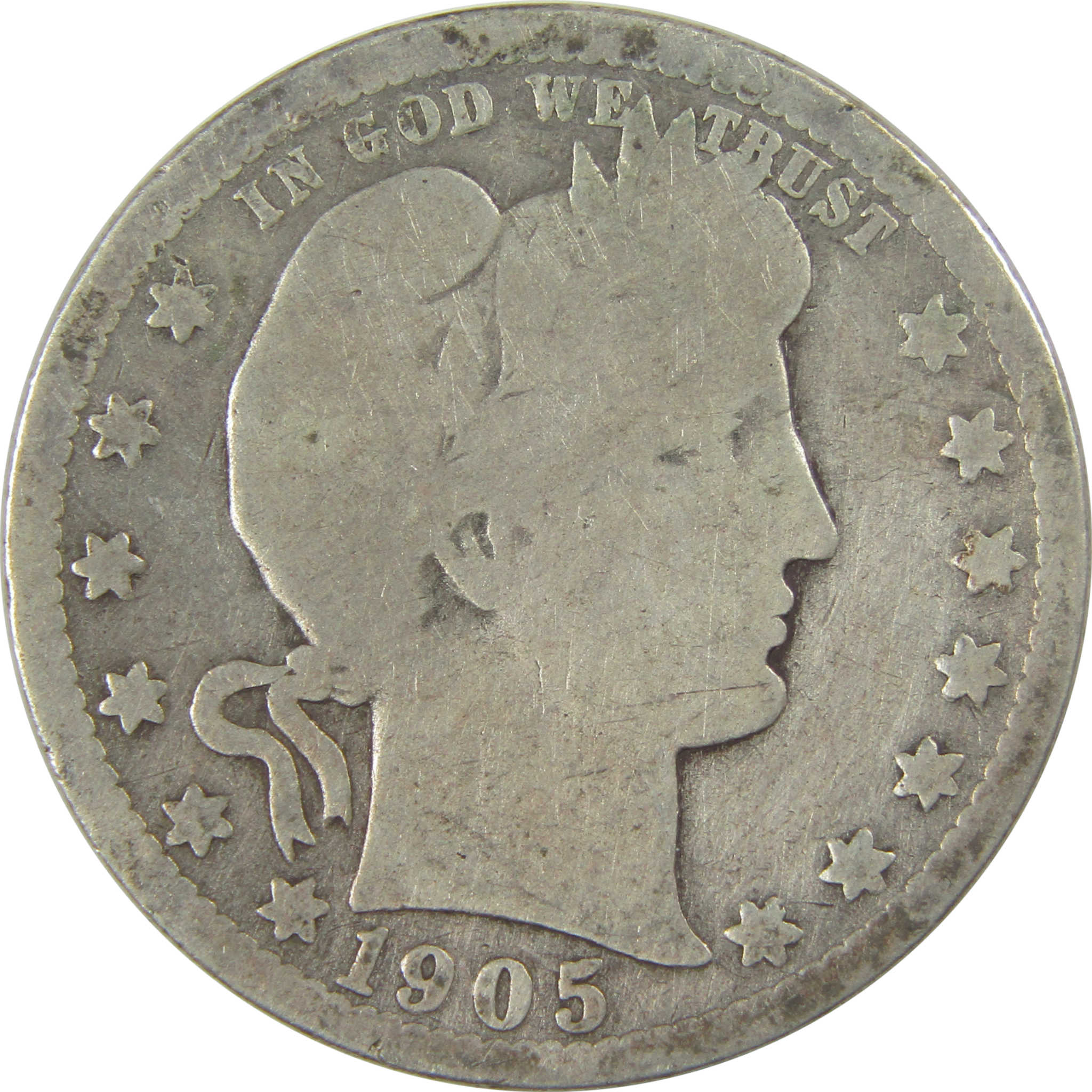 1905 O Barber Quarter G Good Details Silver 25c Coin SKU:I21832