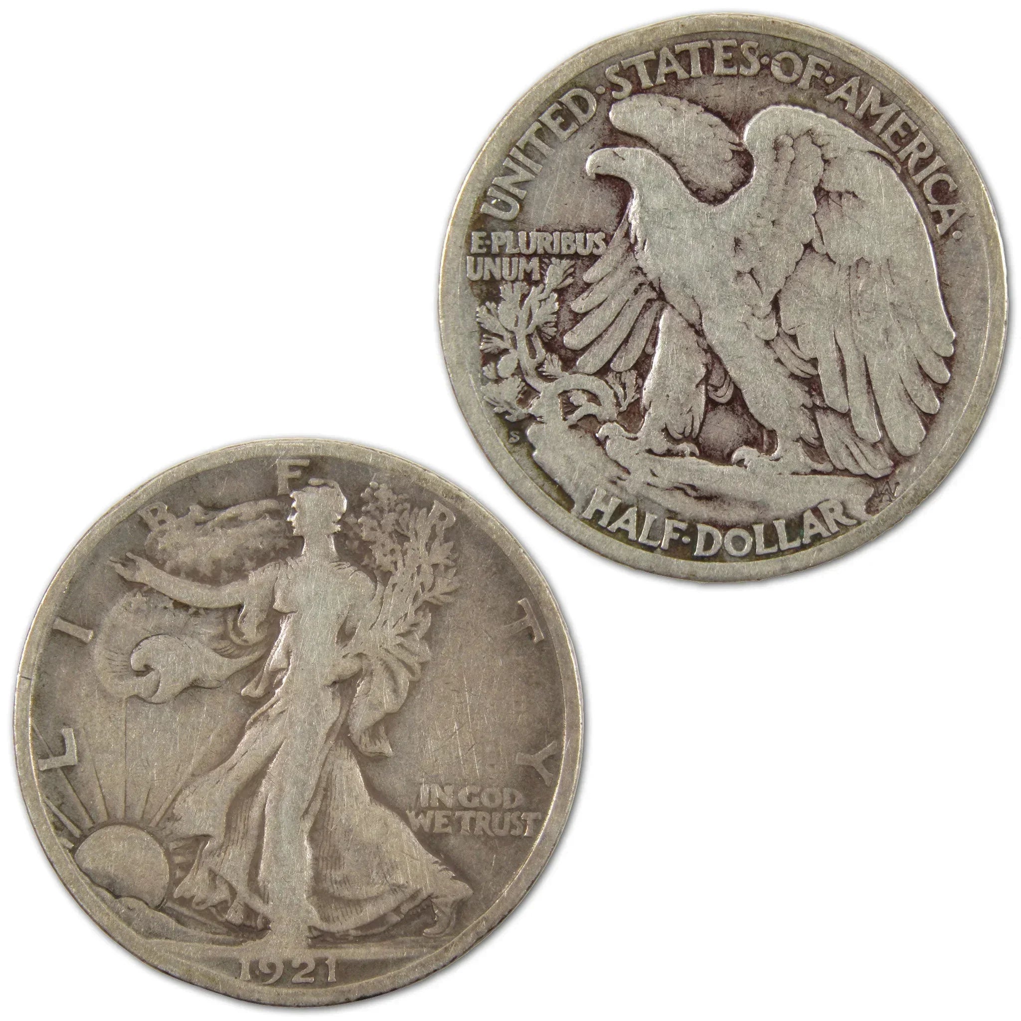 1921 S Liberty Walking Half Dollar F Fine Silver 50c Coin SKU:I10600