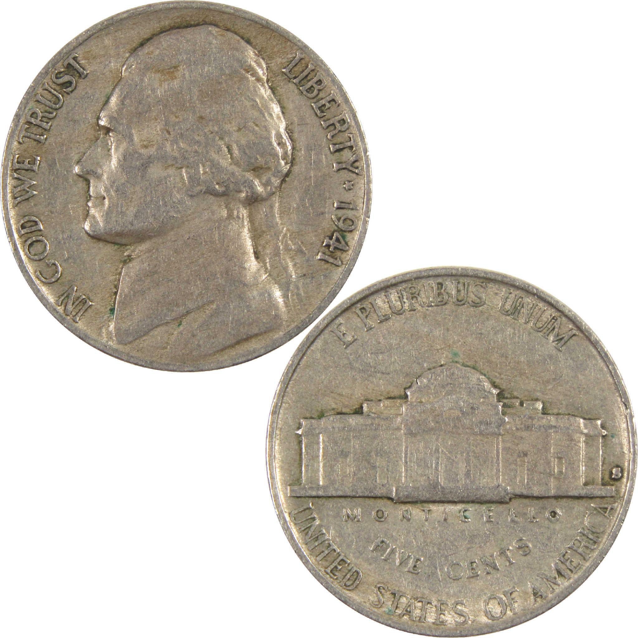 1941 S Jefferson Nickel Circulated 5c Coin Collectible