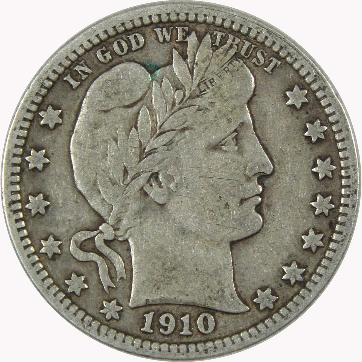 1910 Barber Silver Quarter F Fine 25c Coin Collectible