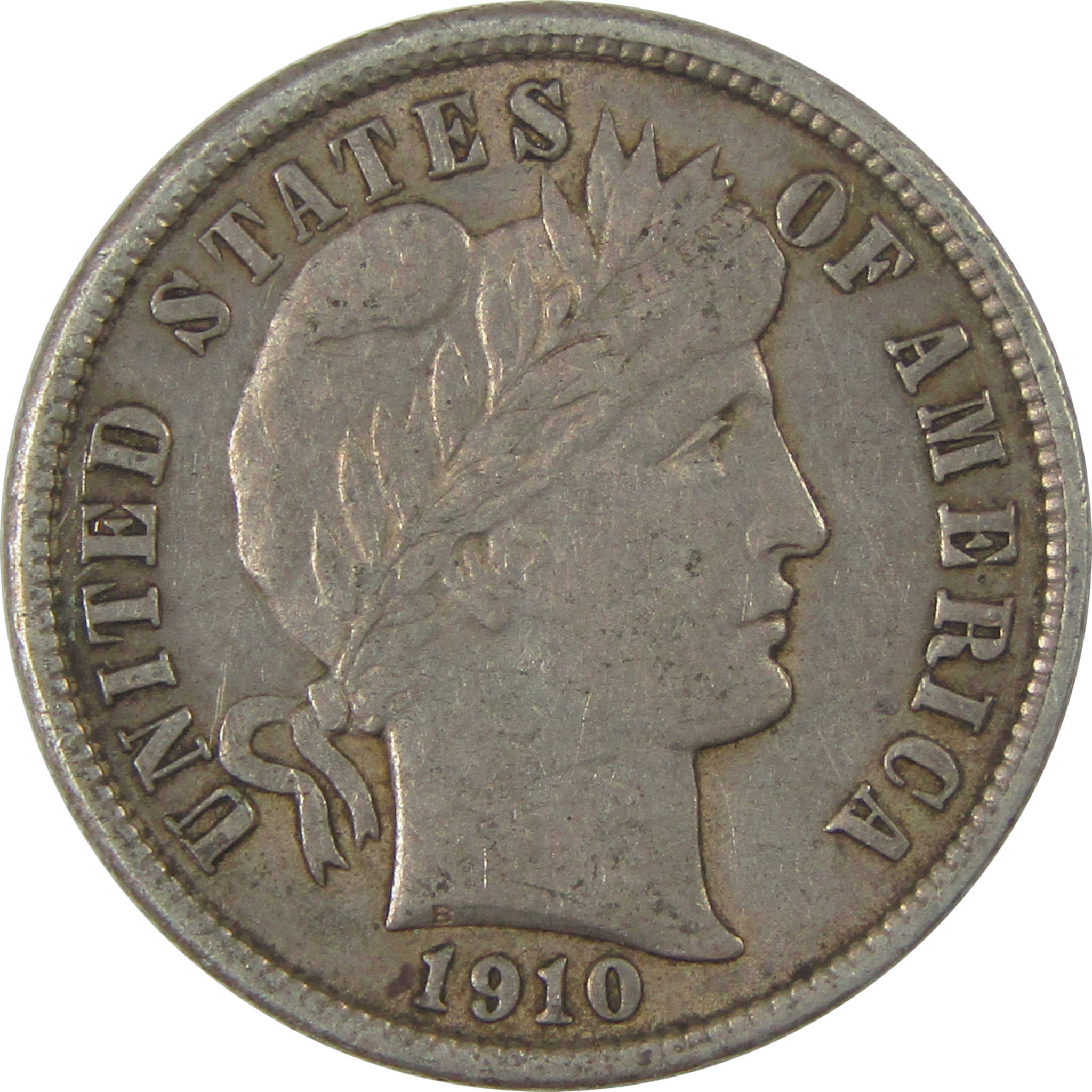 1910 Barber Dime AU About Uncirculated Silver 10c Coin SKU:I21103