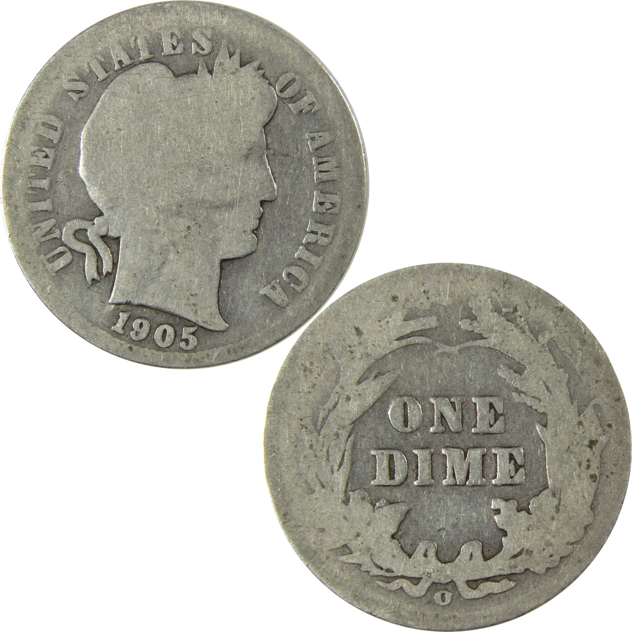 1905 O Micro O Barber Silver Dime AG About Good Details SKU:I26618