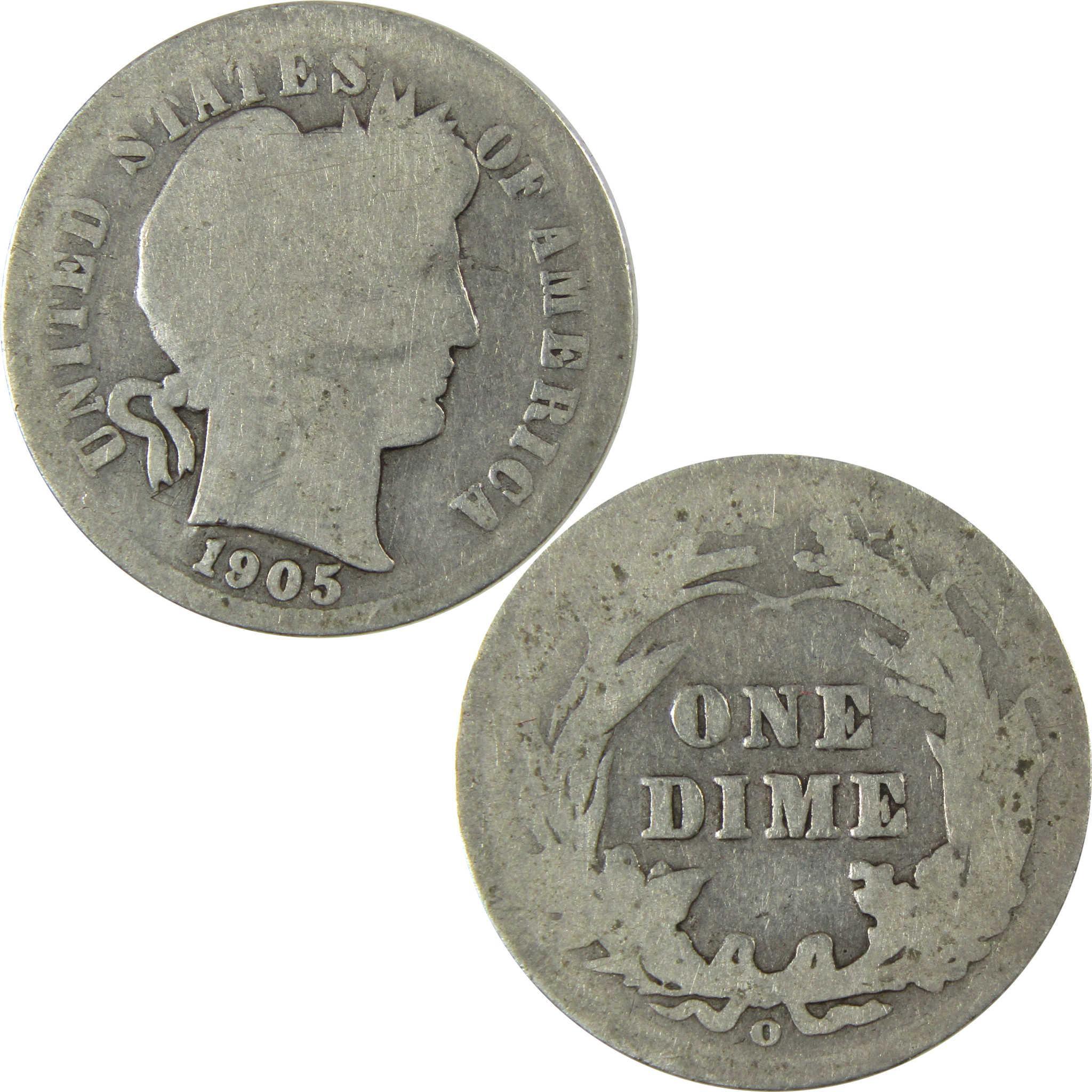 1905 O Micro O Barber Silver Dime AG About Good Details SKU:I26618