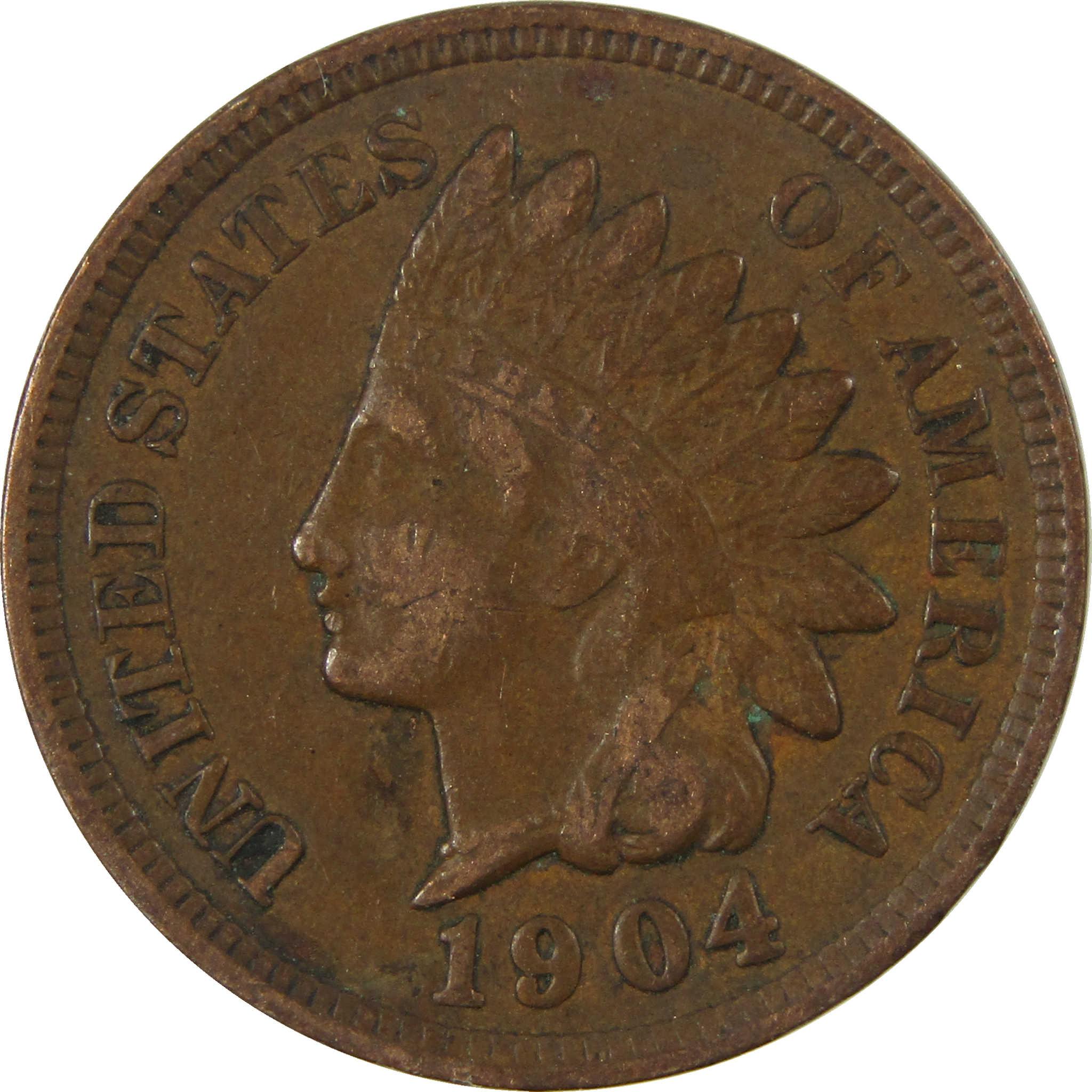 1904 Indian Head Cent VF Very Fine Penny 1c Coin SKU:I26954