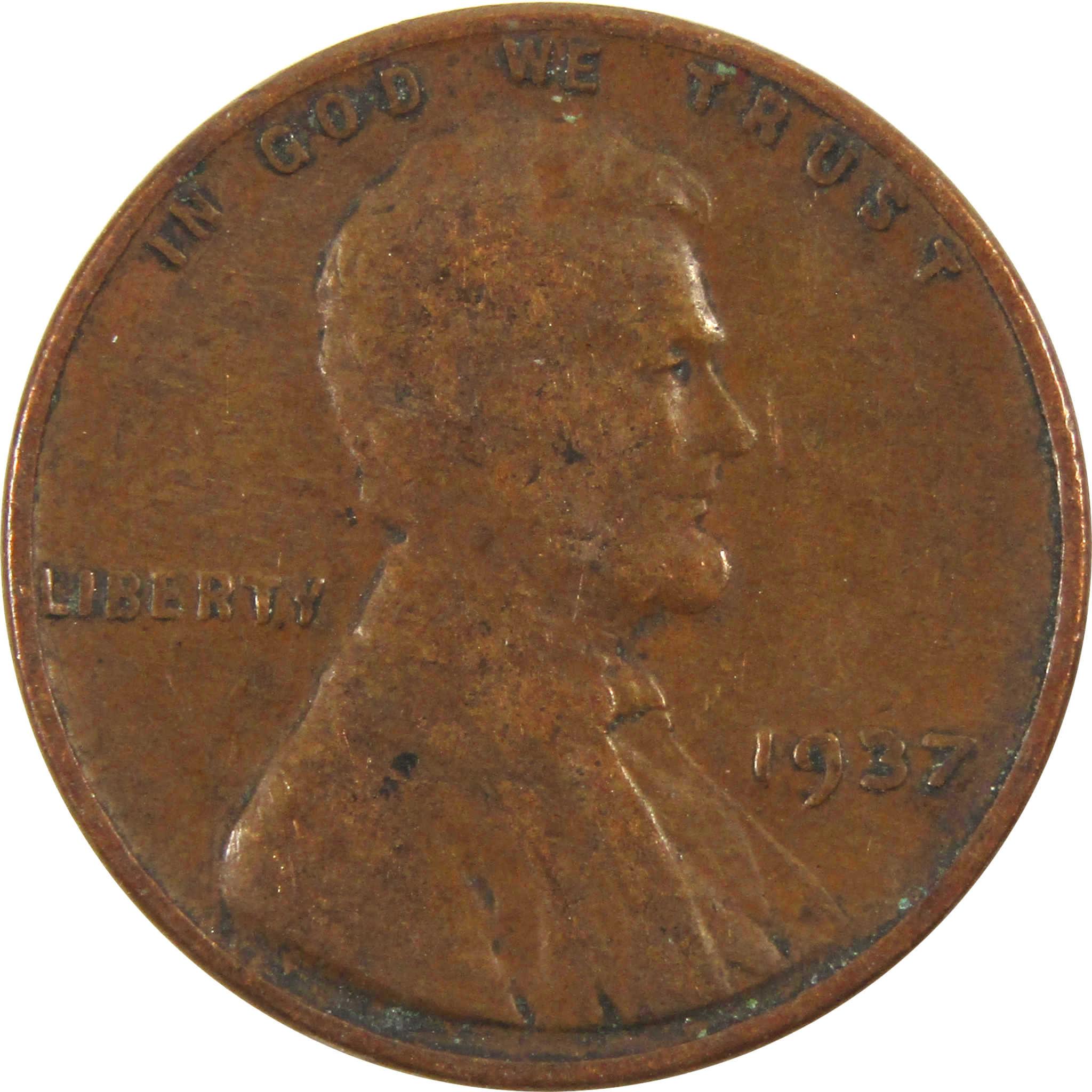 1937 Lincoln Wheat Cent AG About Good Penny 1c Coin