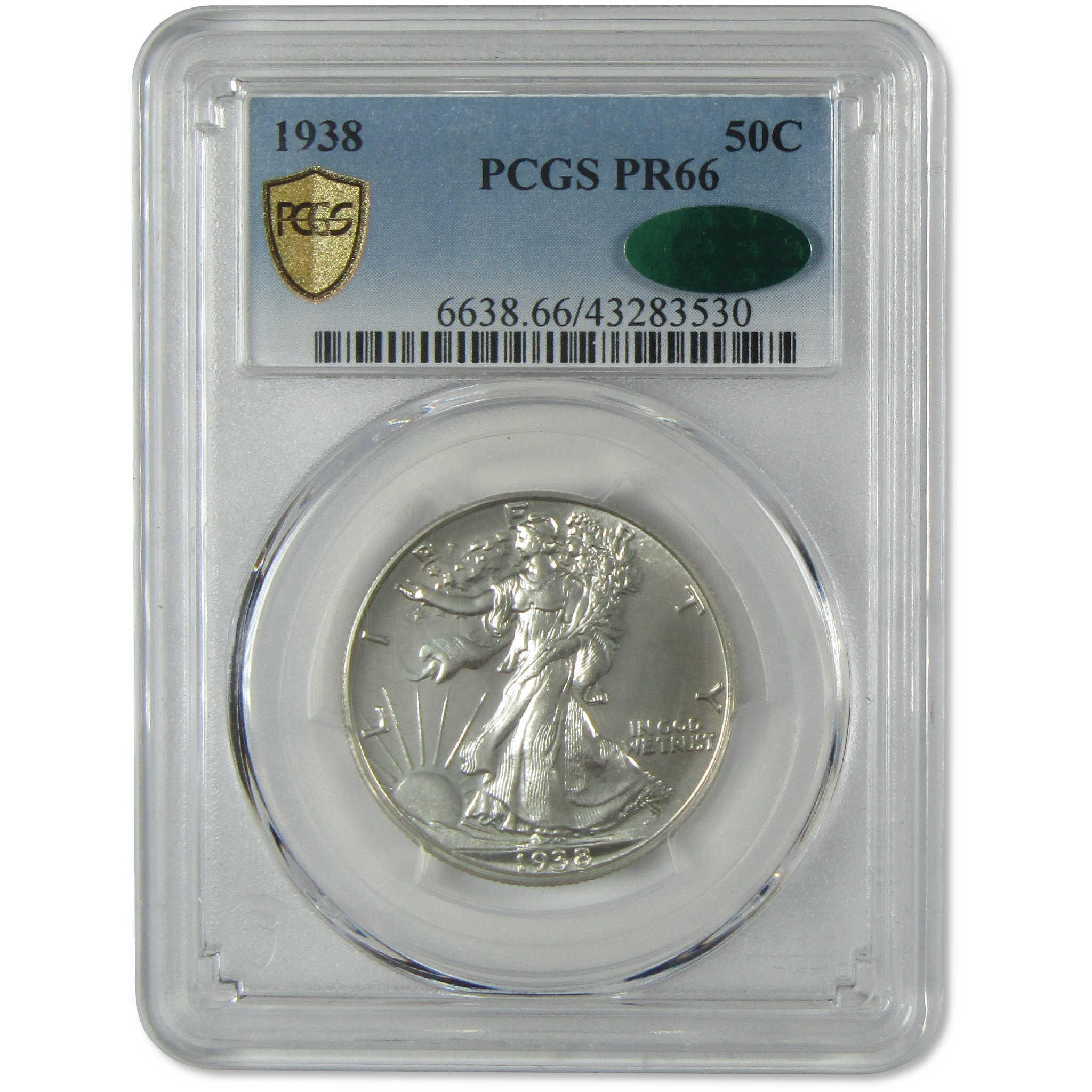 1938 Liberty Walking Silver Half Dollar PR 66 PCGS CAC Proof 50c Coin