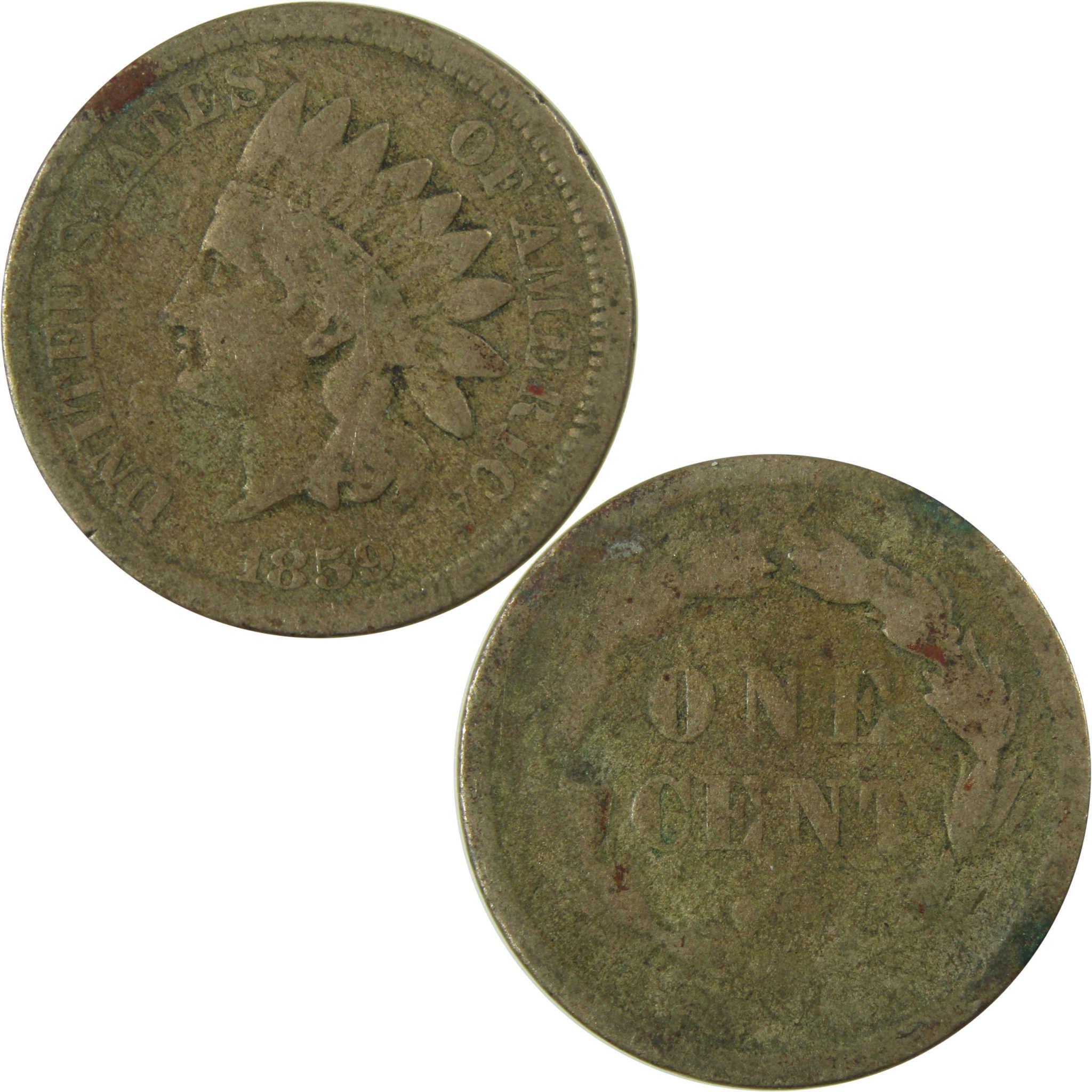 1859 Indian Head Cent AG About Good Penny 1c Coin SKU:CP1313