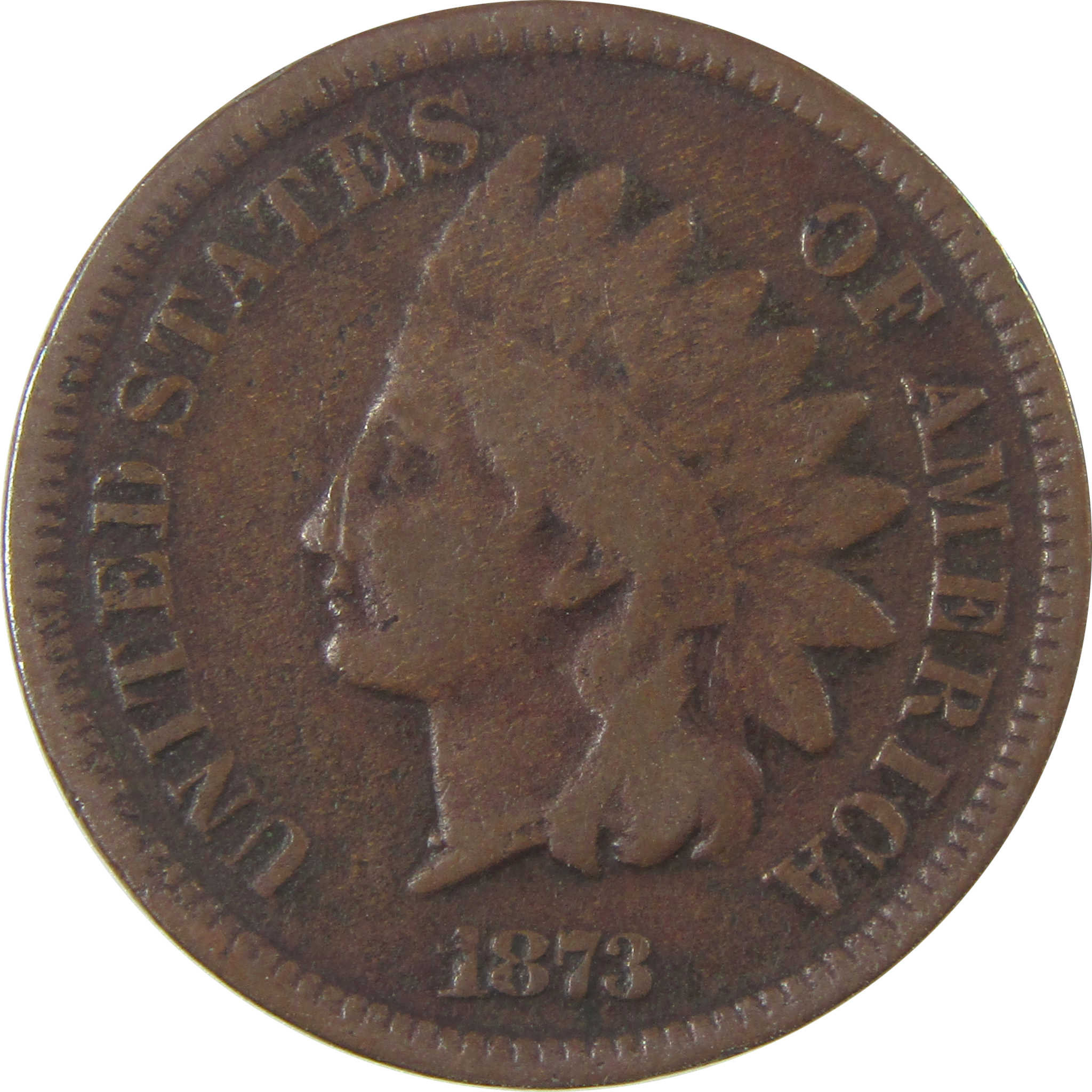 1873 Open 3 Indian Head Cent VG/F Very Good / Fine Penny SKU:I23299