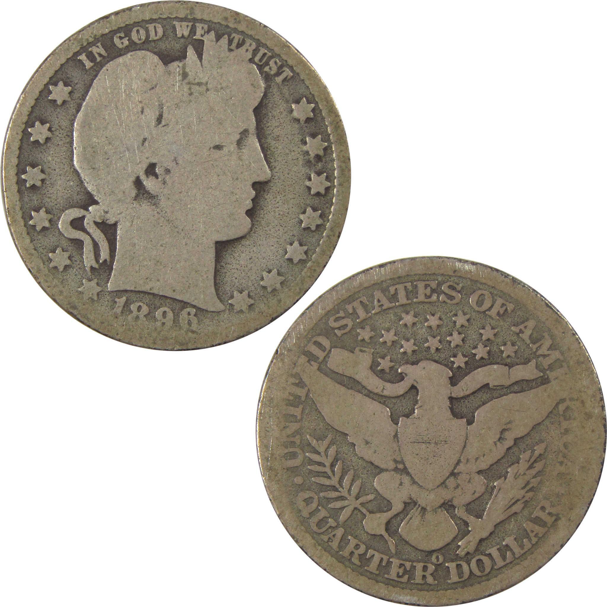 1896 O Barber Quarter AG About Good Silver 25c Coin SKU:I21881