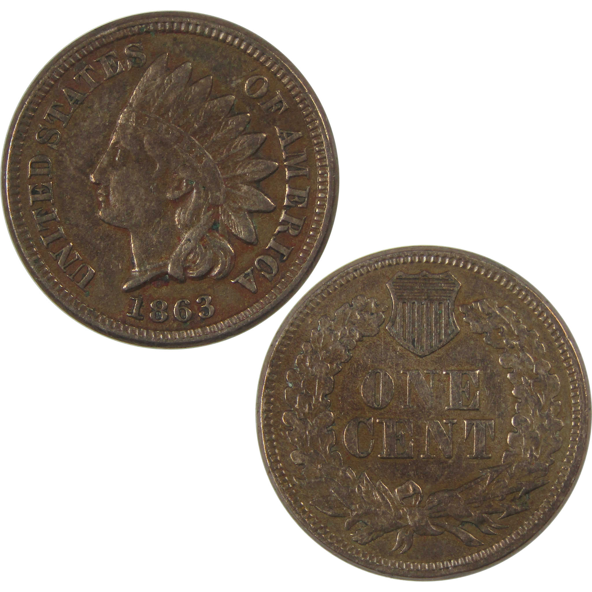 1863 Indian Head Cent VF Very Fine Details Penny 1c Coin SKU:I23254