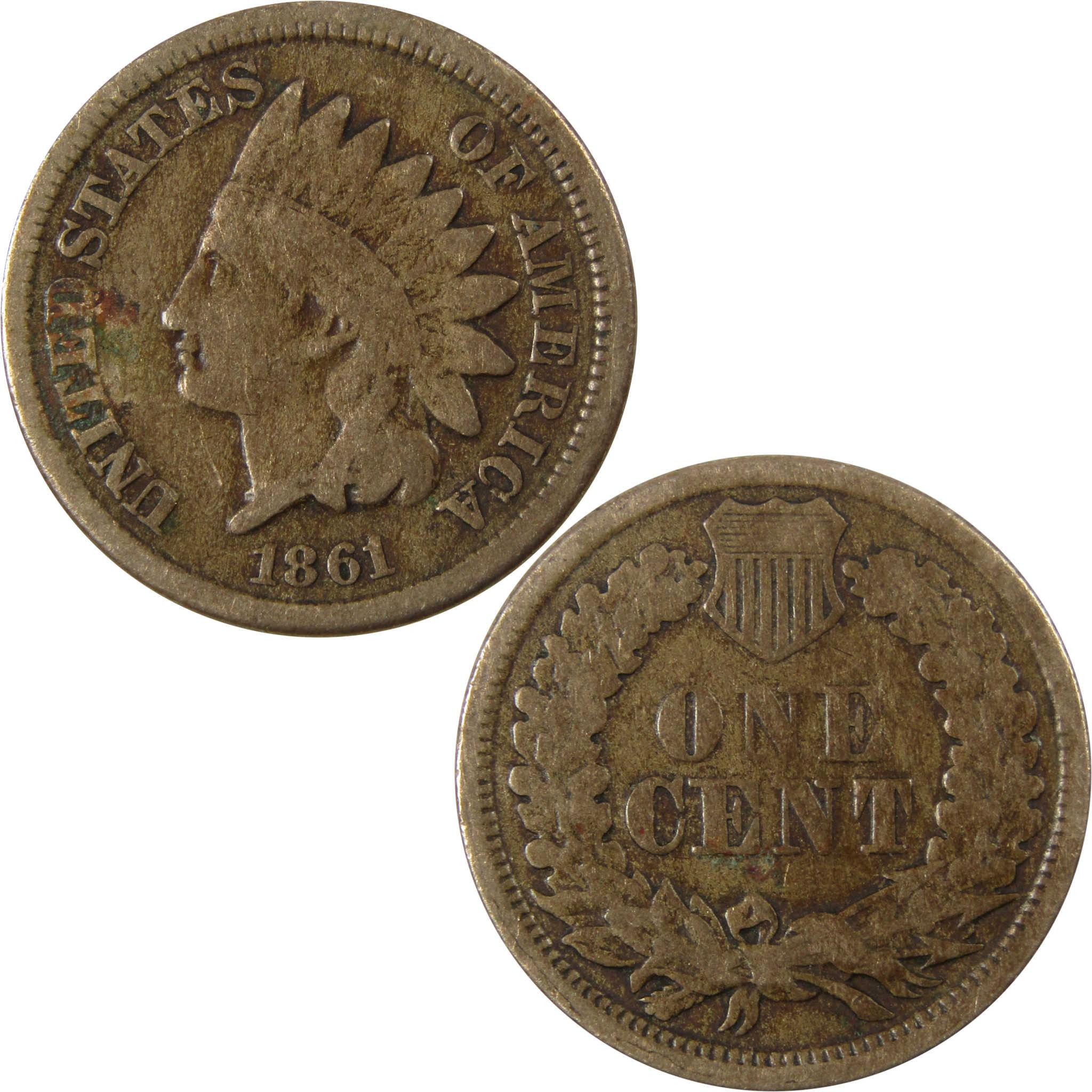 1861 Indian Head Cent VG Very Good Penny 1c Coin SKU:CP1170