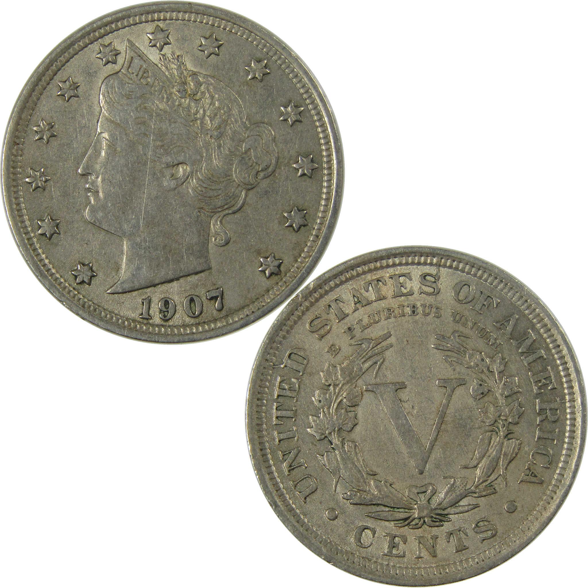 1907 Liberty Head V Nickel XF EF Extremely Fine 5c Coin SKU:I27825