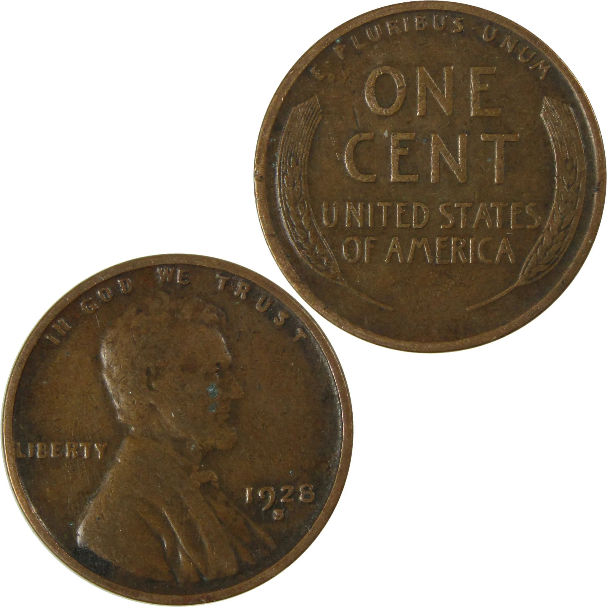 1928 S Lincoln Wheat Cent F Fine Penny 1c Coin Collectible SKU:I26687