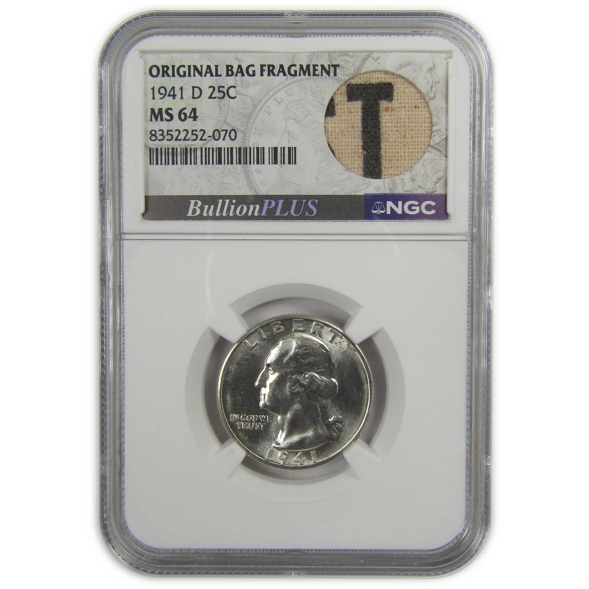 1941 D Washington Quarter MS 64 NGC Silver Bag Fragment SKU:I20598