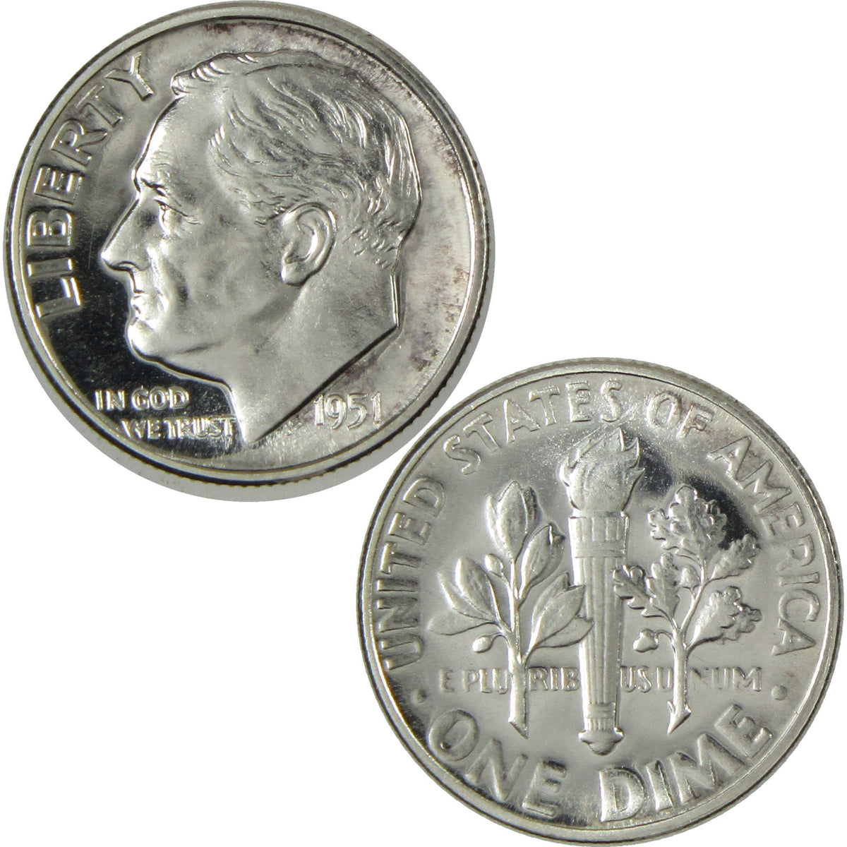 1951 Roosevelt Silver Dime Proof 10c Coin Collectible