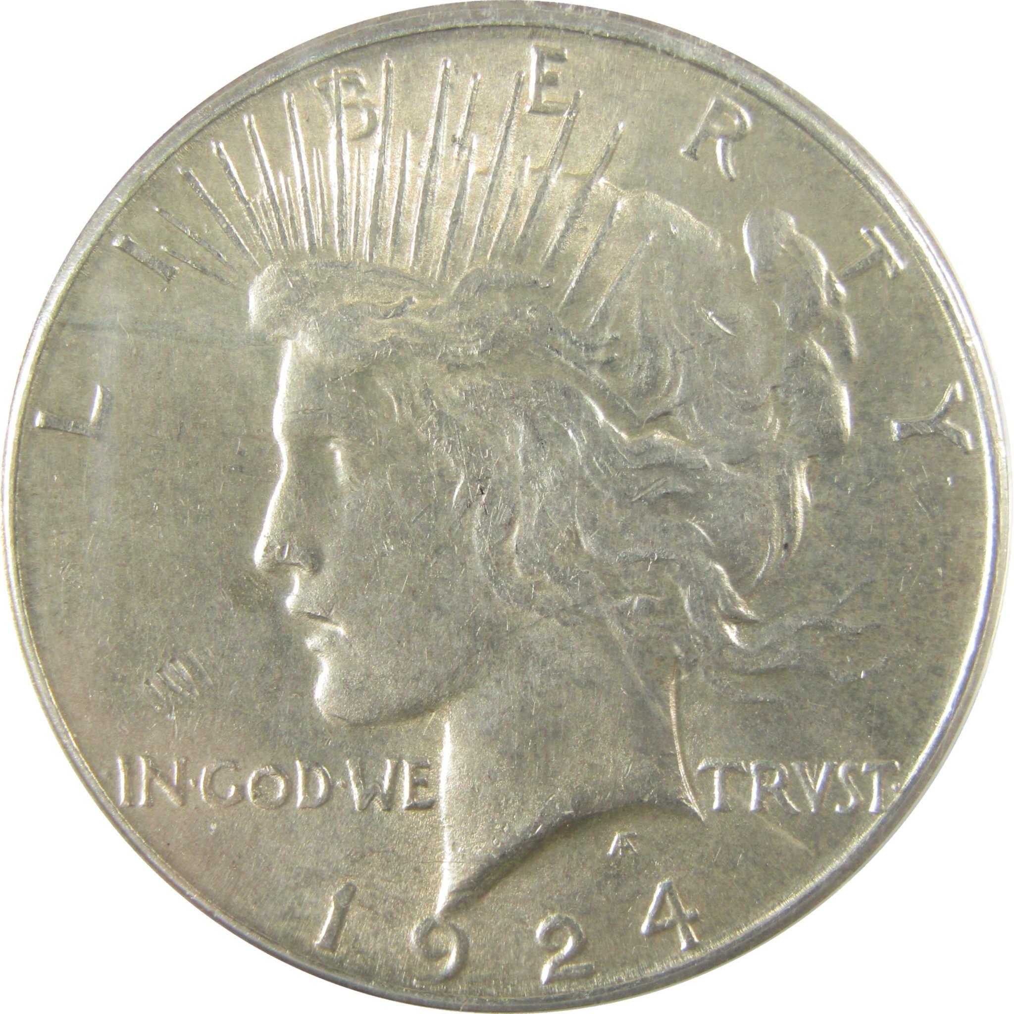 1924 S Peace Silver Dollar AU 55 ANACS $1 Coin Collectible SKU:I28009