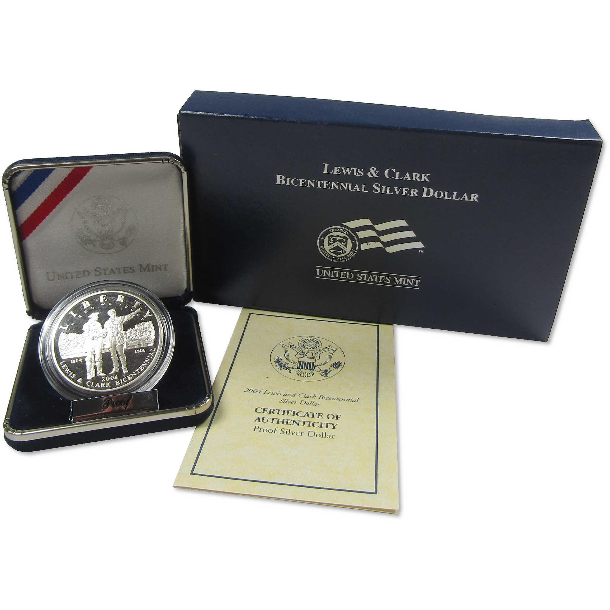 2004 P Lewis and Clark Commemorative Silver Dollar Proof OGP COA