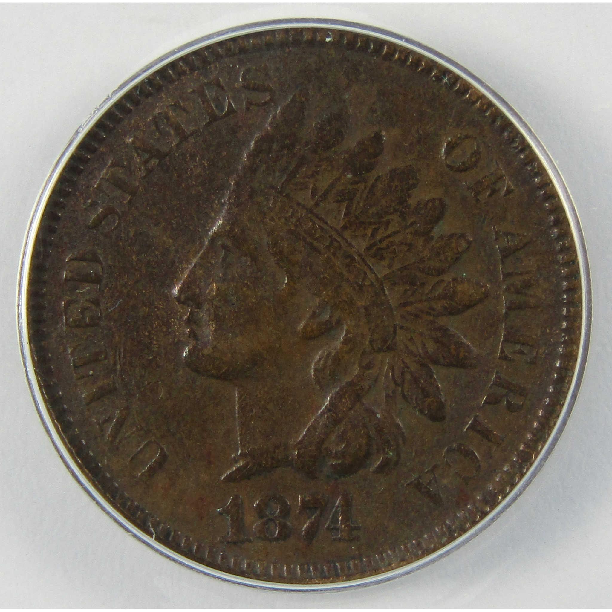 1874 Indian Head Cent EF 45 Details ANACS Penny 1c Coin SKU:I25484