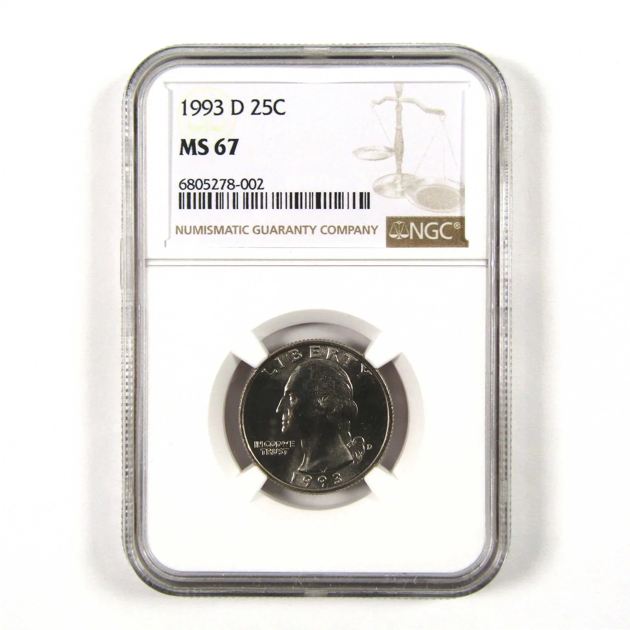 1993 D Washington Quarter MS 67 NGC Clad 25c Uncirculated SKU:I9593