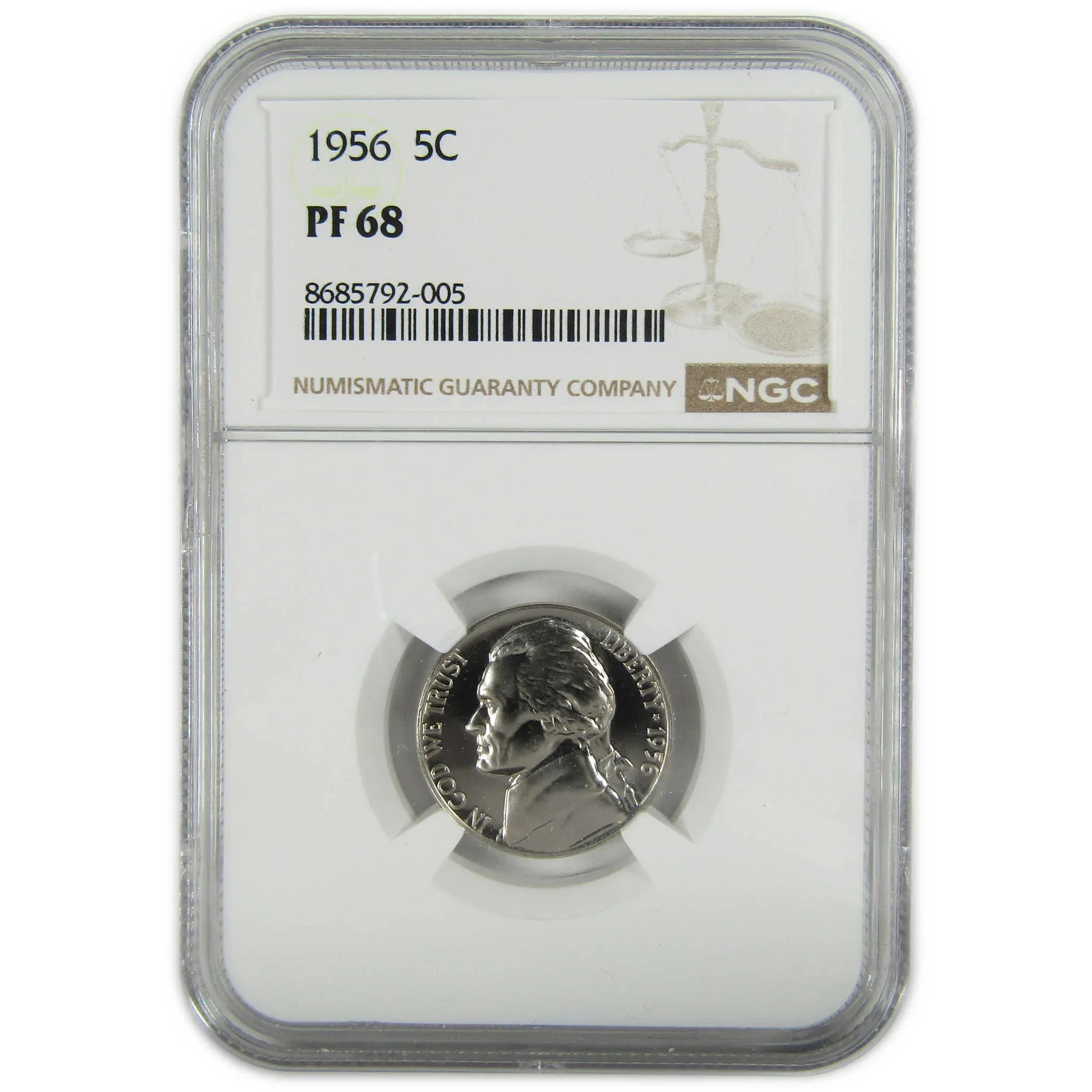 1956 Jefferson Nickel PF 68 NGC Proof 5c Coin Collectible SKU:I27381