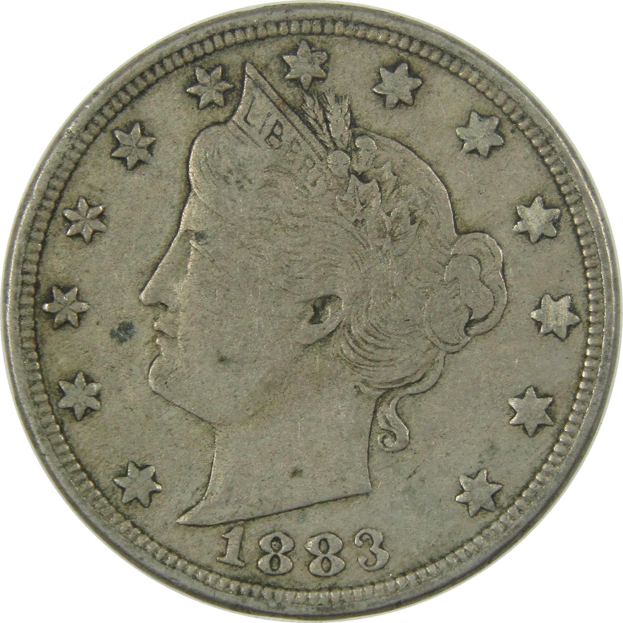 1883 No Cents Liberty Head V Nickel VF Very Fine 5c Coin SKU:I27239