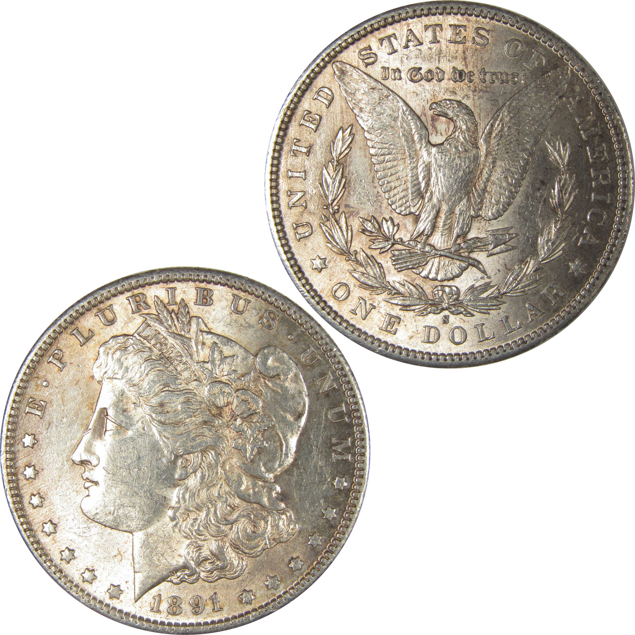 1891 S Morgan Dollar AU About Uncirculated Silver $1 Coin SKU:I22525 - Morgan coin - Morgan silver dollar - Morgan silver dollar for sale - Profile Coins & Collectibles