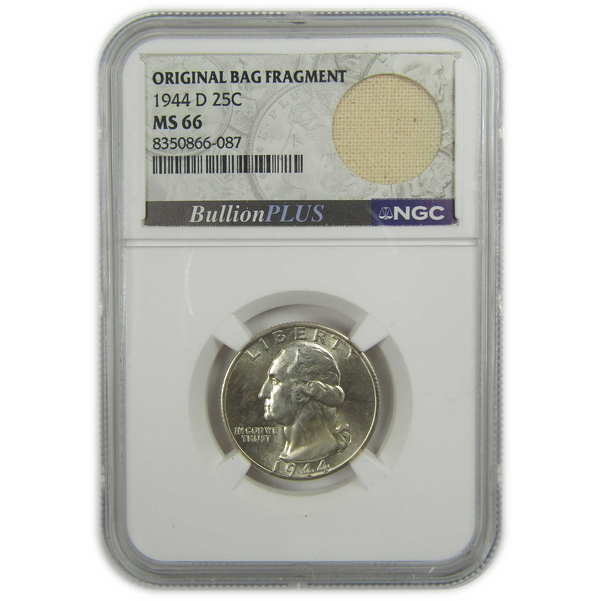 1944 D Washington Quarter MS 66 NGC Silver Bag Fragment SKU:I20505