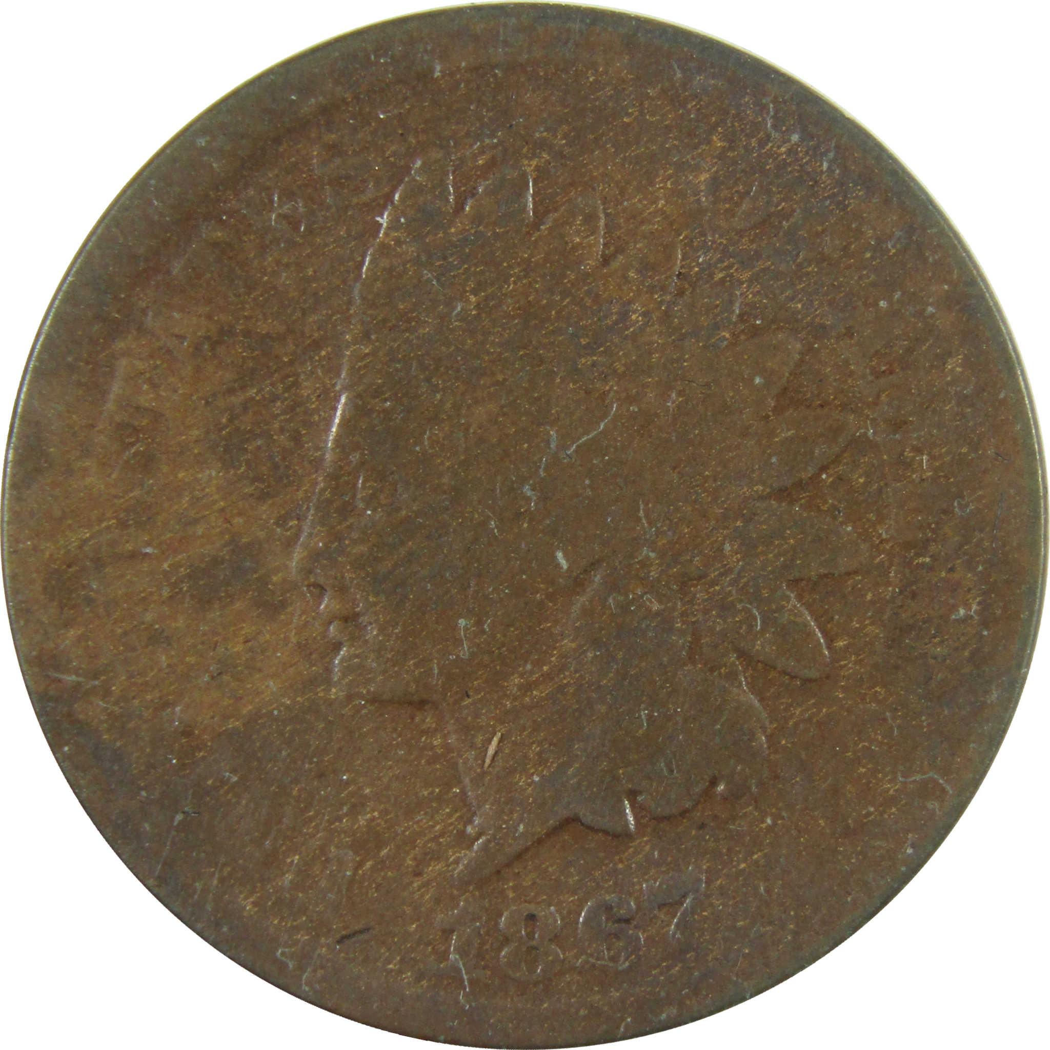 1867 Indian Head Cent AG About Good Penny 1c Coin SKU:I28230