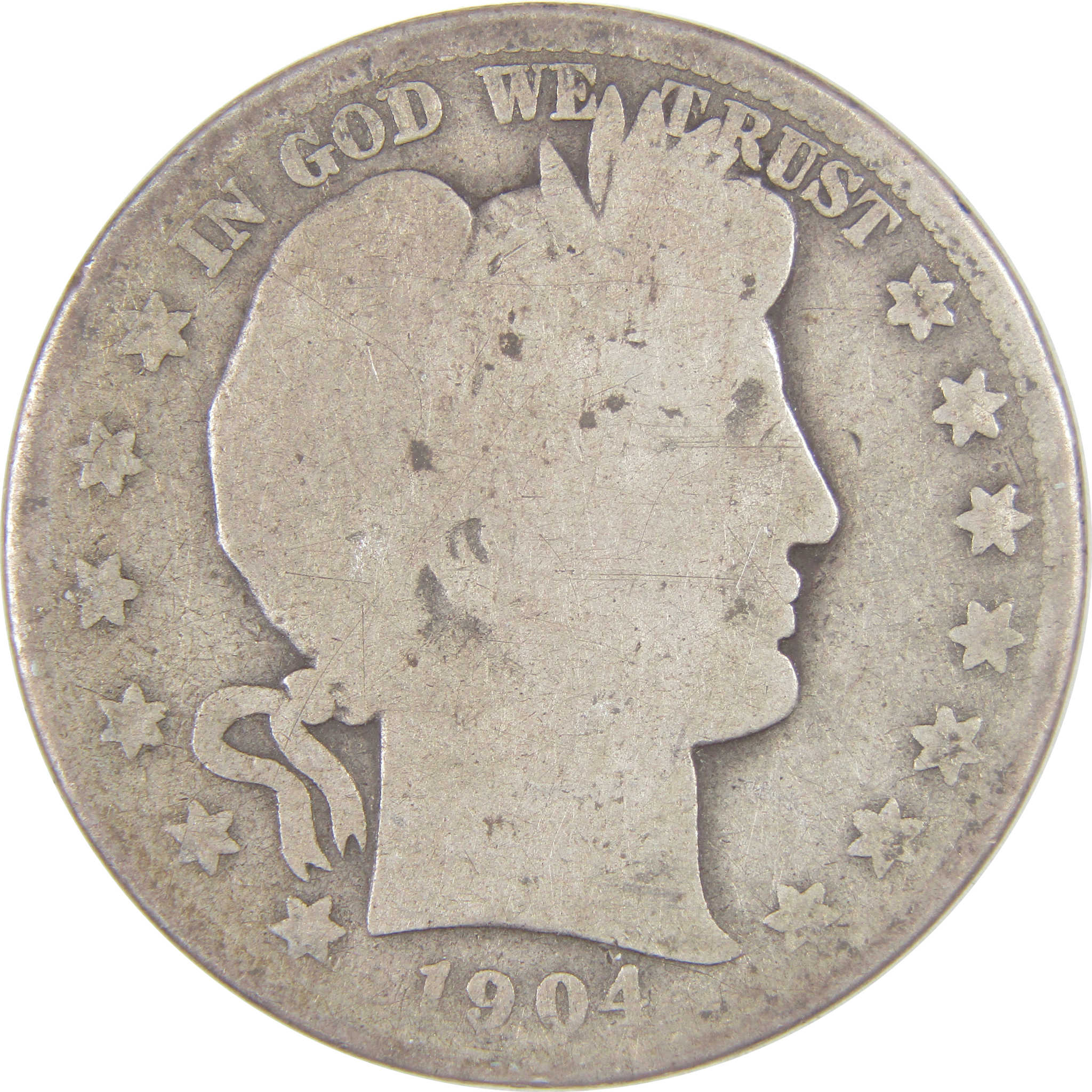 1904 S Barber Half Dollar AG About Good Silver 50c Coin SKU:I16808