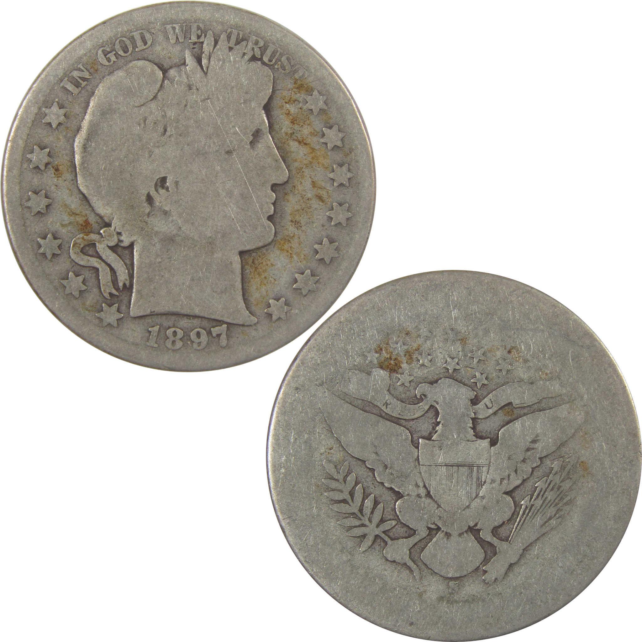 1897 S Barber Silver Half Dollar AG About Good 50c Coin SKU:I25312