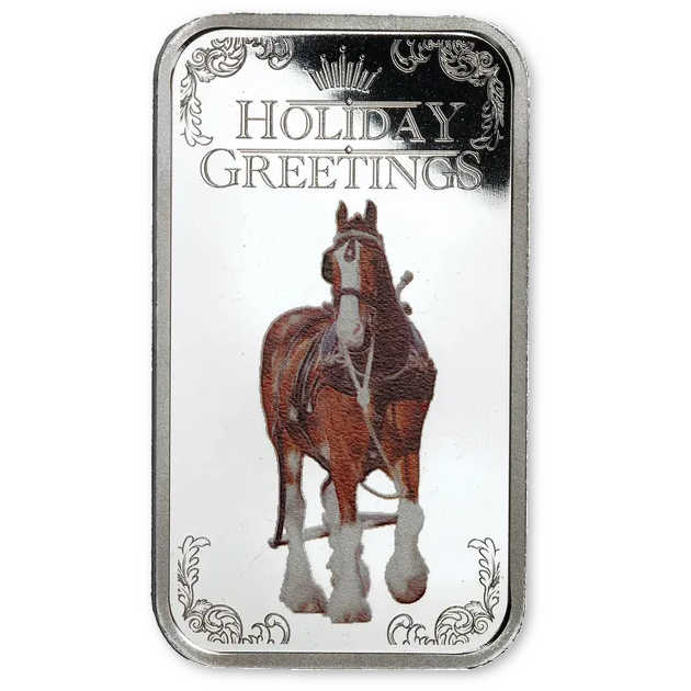 Budweiser Holiday Greetings 1 oz .999 Silver Bar Collectible