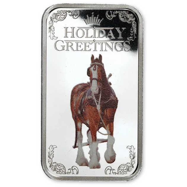 Budweiser Holiday Greetings 1 oz .999 Silver Bar Collectible