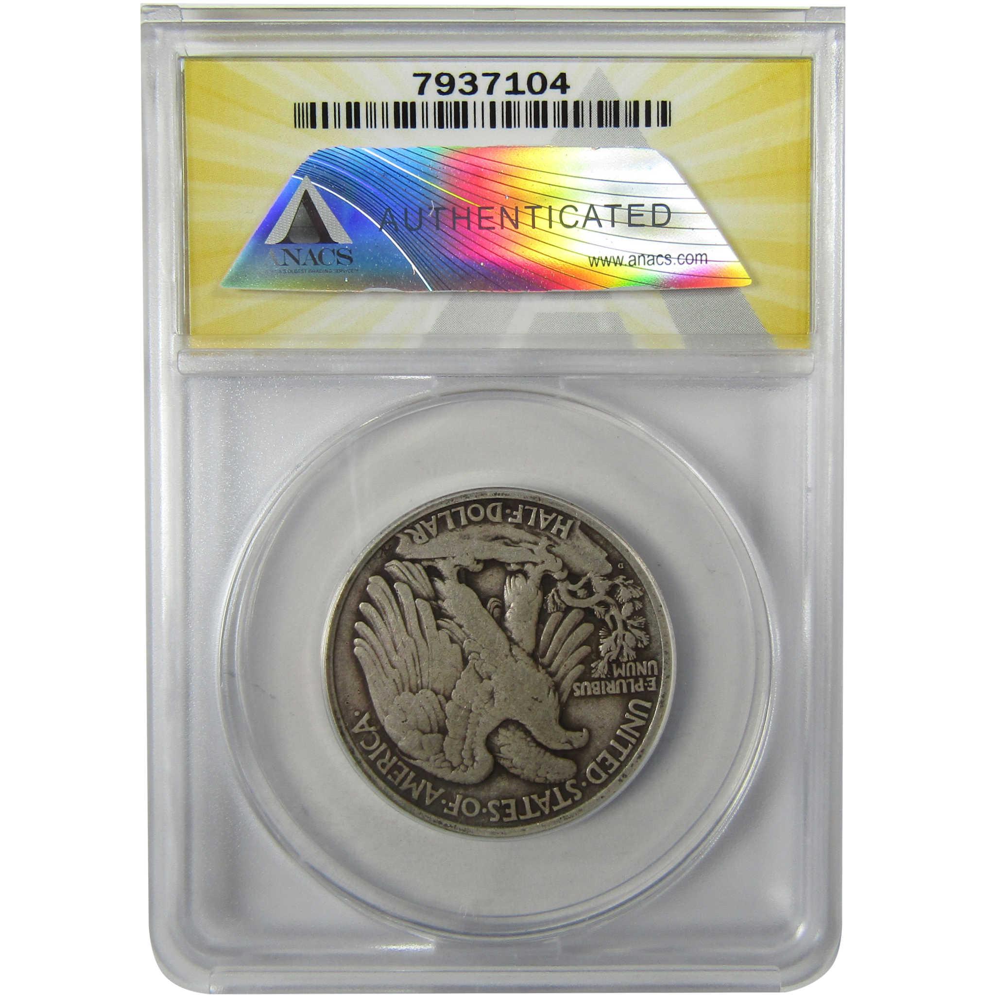 1918 D Liberty Walking Silver 50c F 15 Details ANACS SKU:I27987