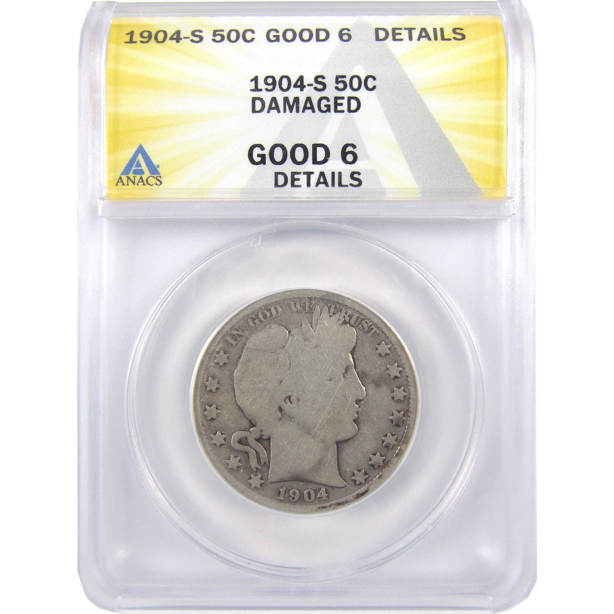 1904 S Barber Half Dollar G 6 Details ANACS Silver 50c Coin SKU:I18485