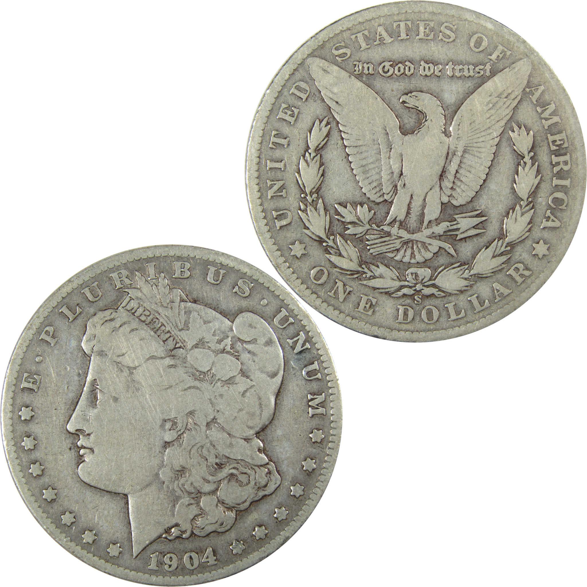 1904 S Morgan Silver Dollar VG Very Good Details $1 Coin SKU:I26612 - Morgan coin - Morgan silver dollar - Morgan silver dollar for sale - Profile Coins & Collectibles