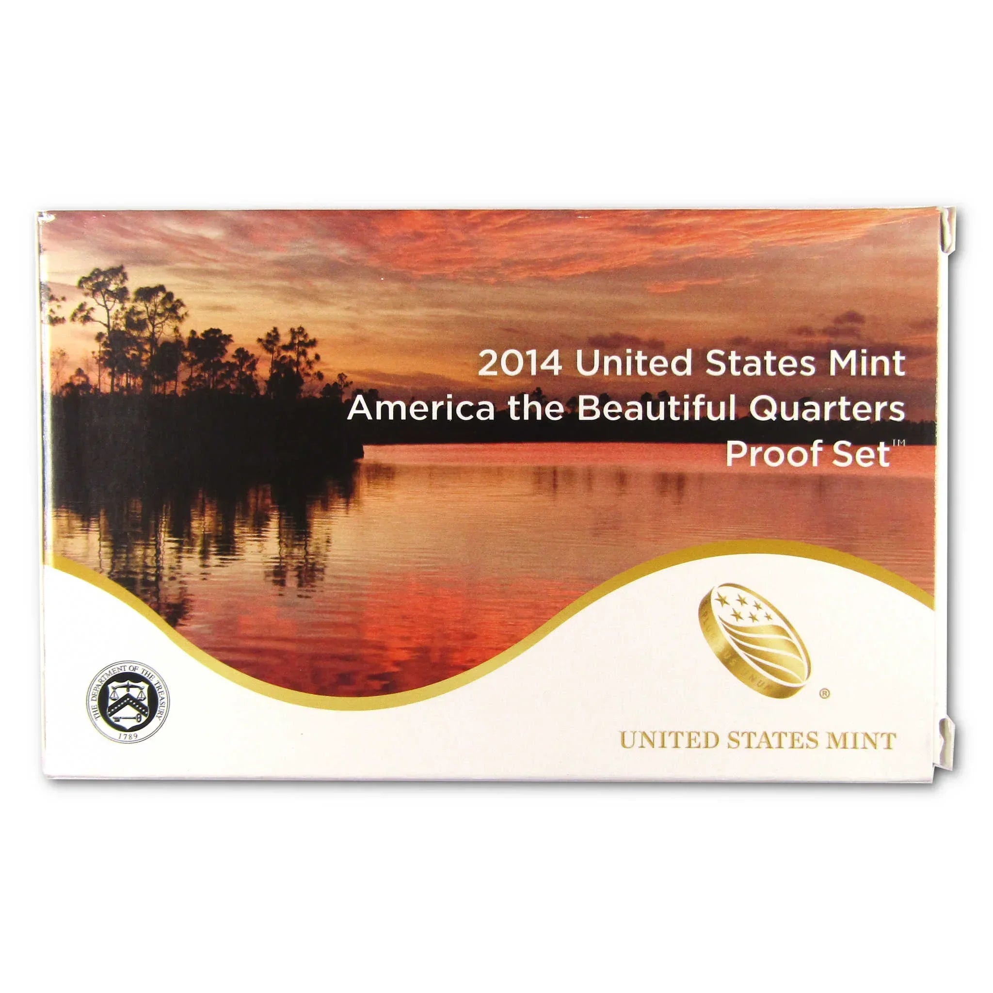 2014 United States Mint America the Beautiful Quarters proof set box with sunset design