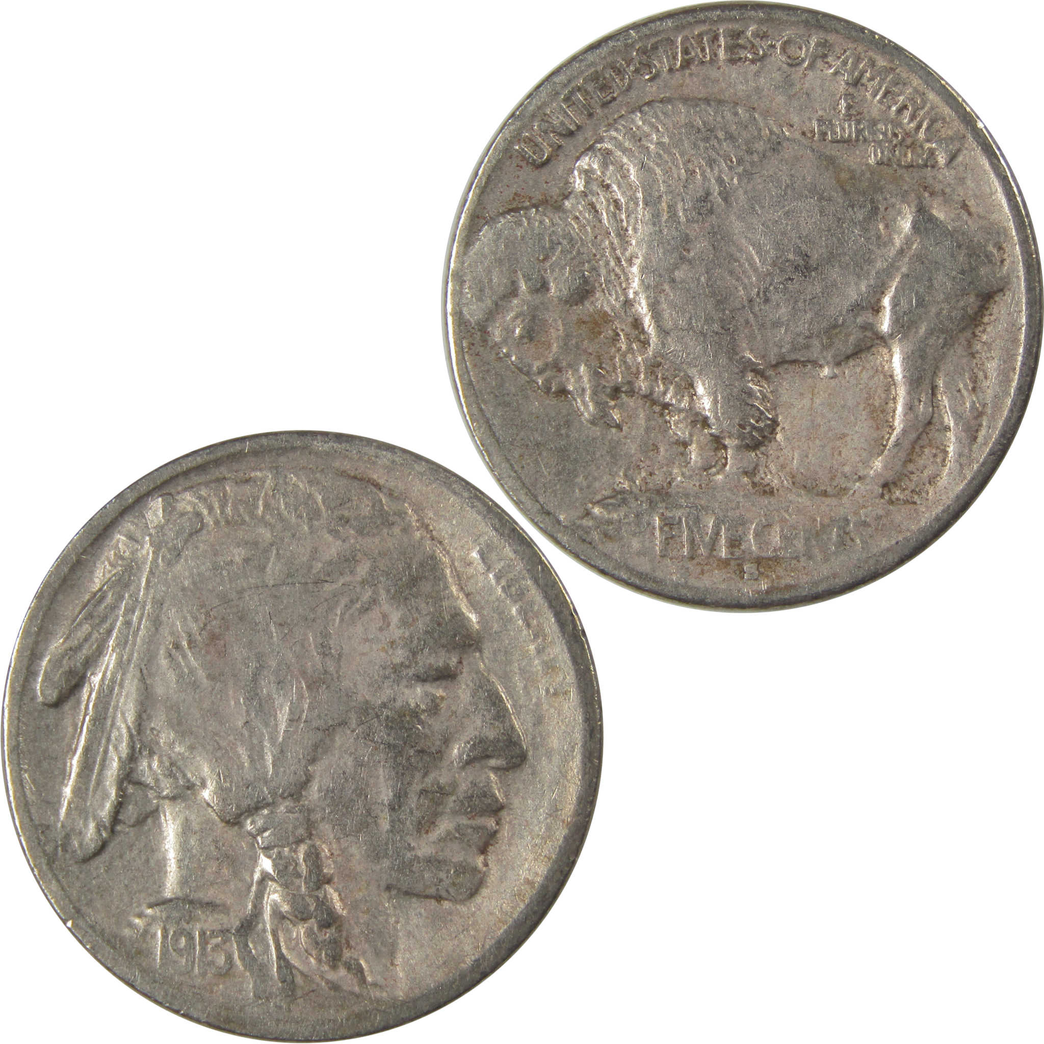1913 S Type 1 Indian Head Buffalo Nickel F Fine Details SKU:I22919