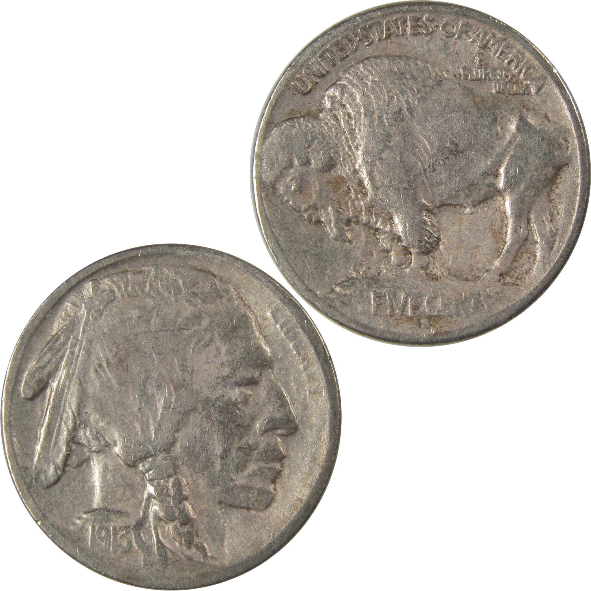 1913 S Type 1 Indian Head Buffalo Nickel F Fine Details SKU:I22919