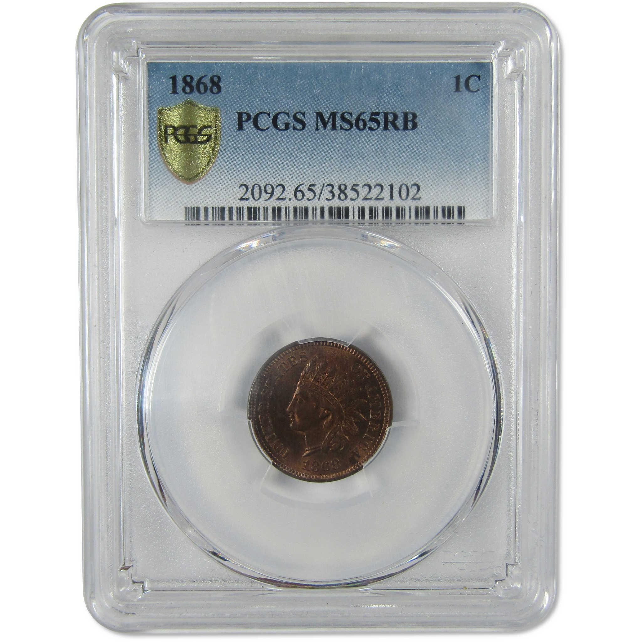 1868 Indian Head Cent MS 65 RB PCGS Penny Uncirculated 1c Coin