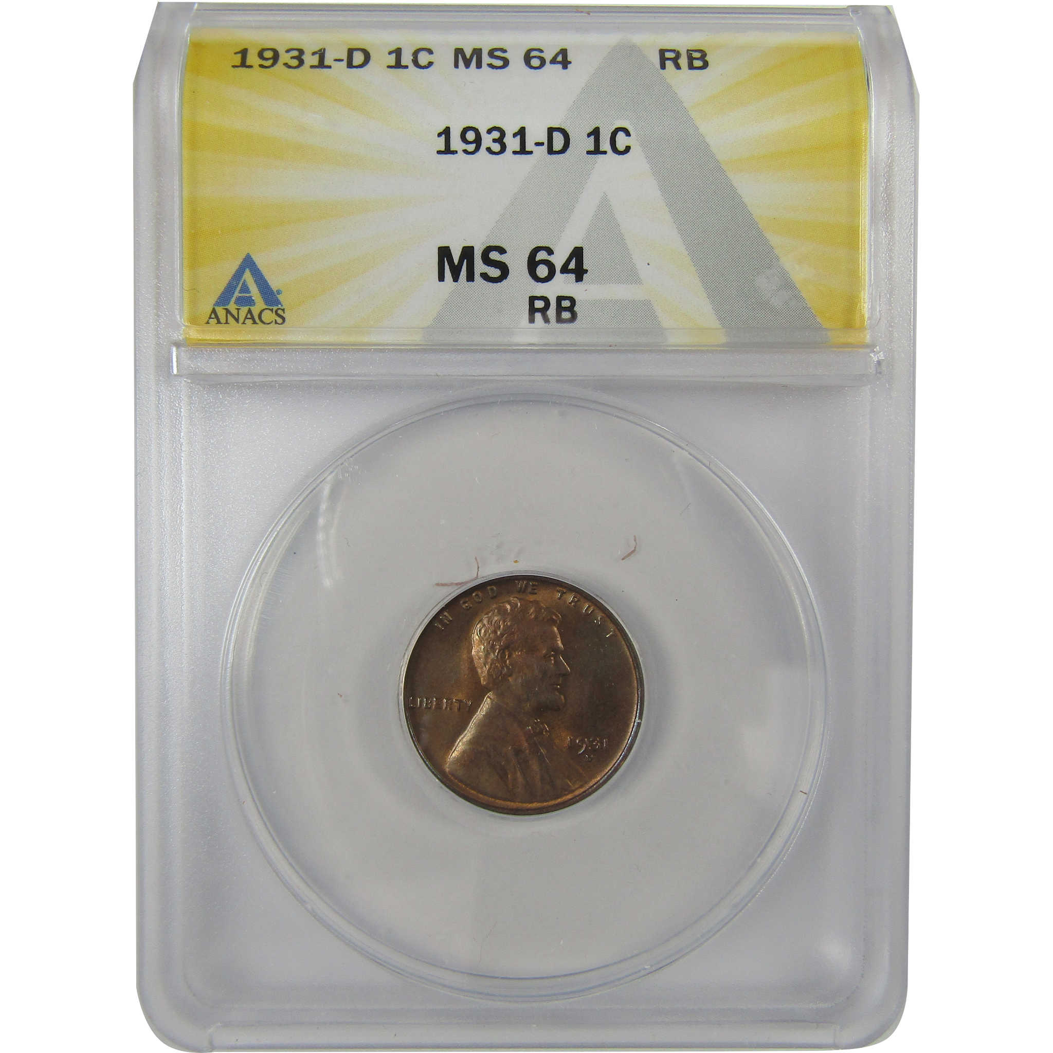 1931 D Lincoln Wheat Cent MS 64 RB ANACS Penny Uncirculated SKU:I22997