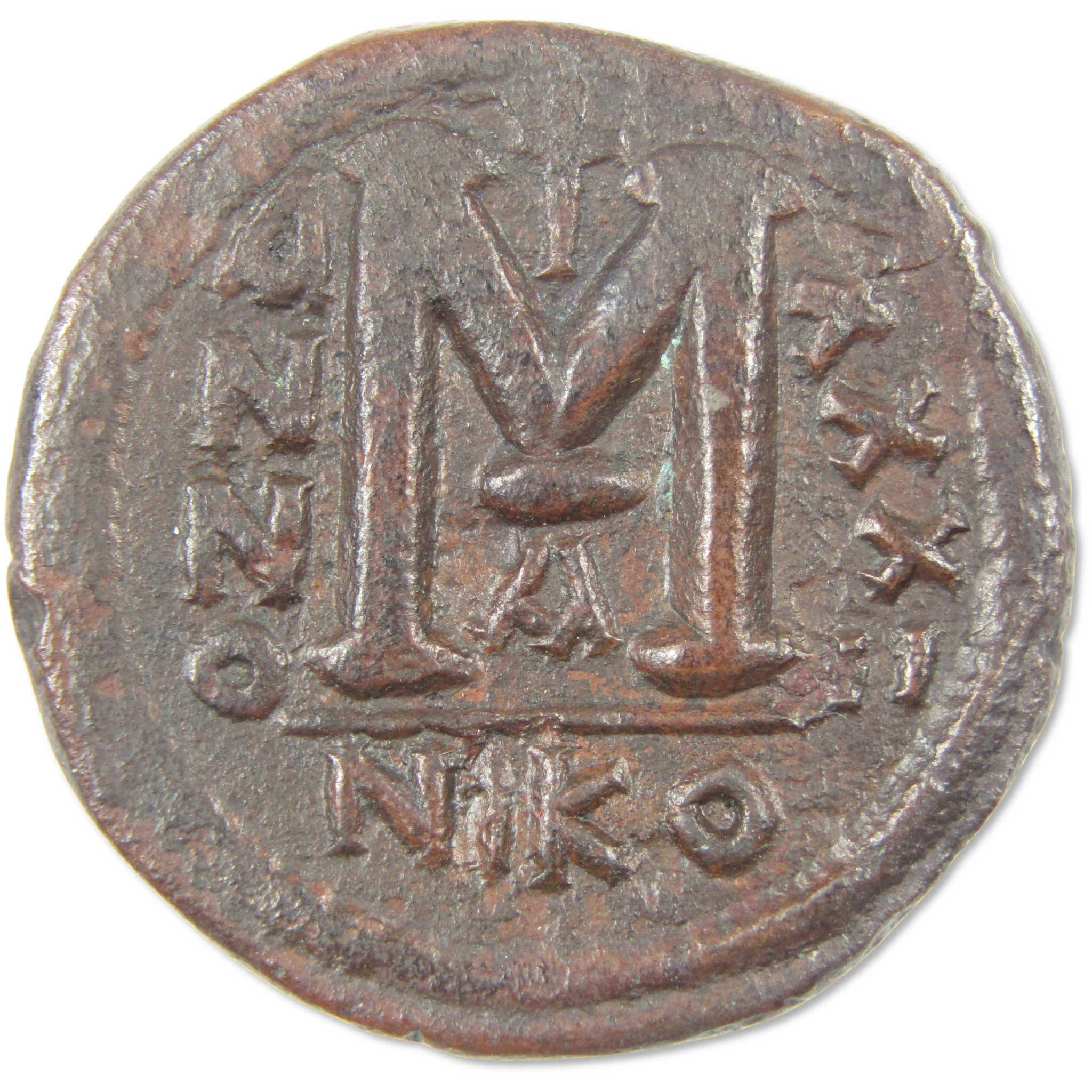 527-565 AD Justinian I Byzantine Empire Follis VF Ancient Coin