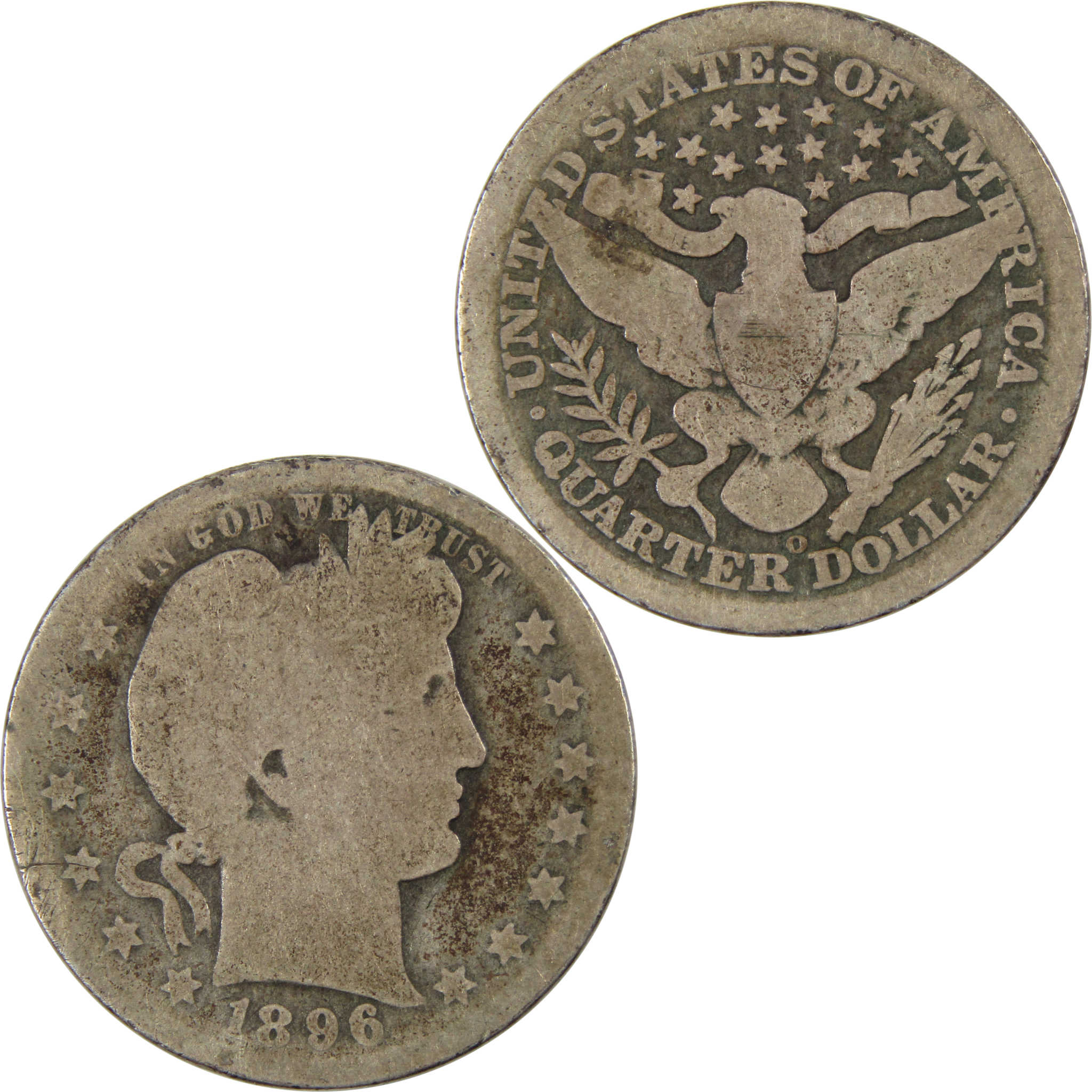 1896 O Barber Quarter AG About Good 90% Silver 25c Coin SKU:I8360