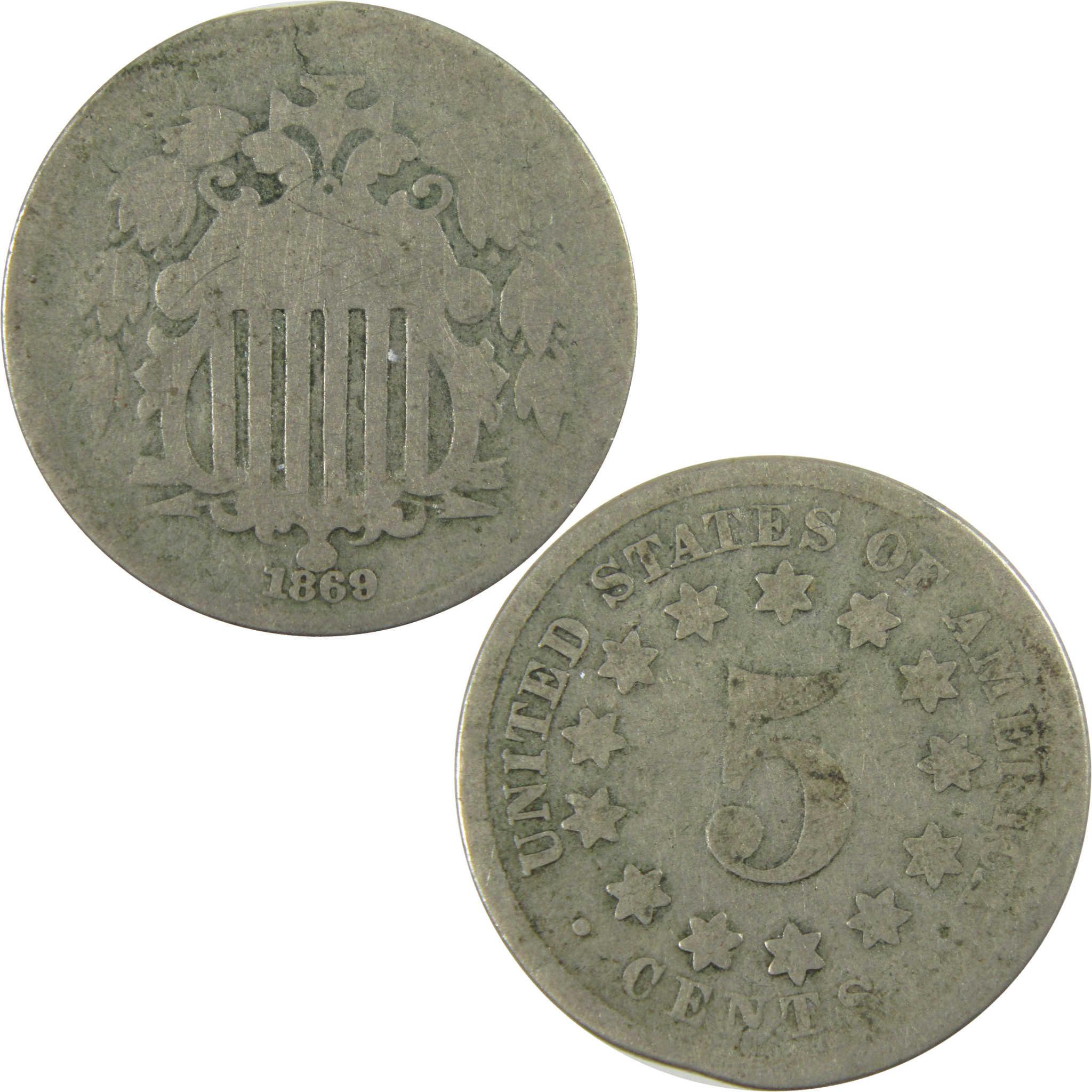 1869 Shield Nickel AG About Good 5c Coin SKU:I28220