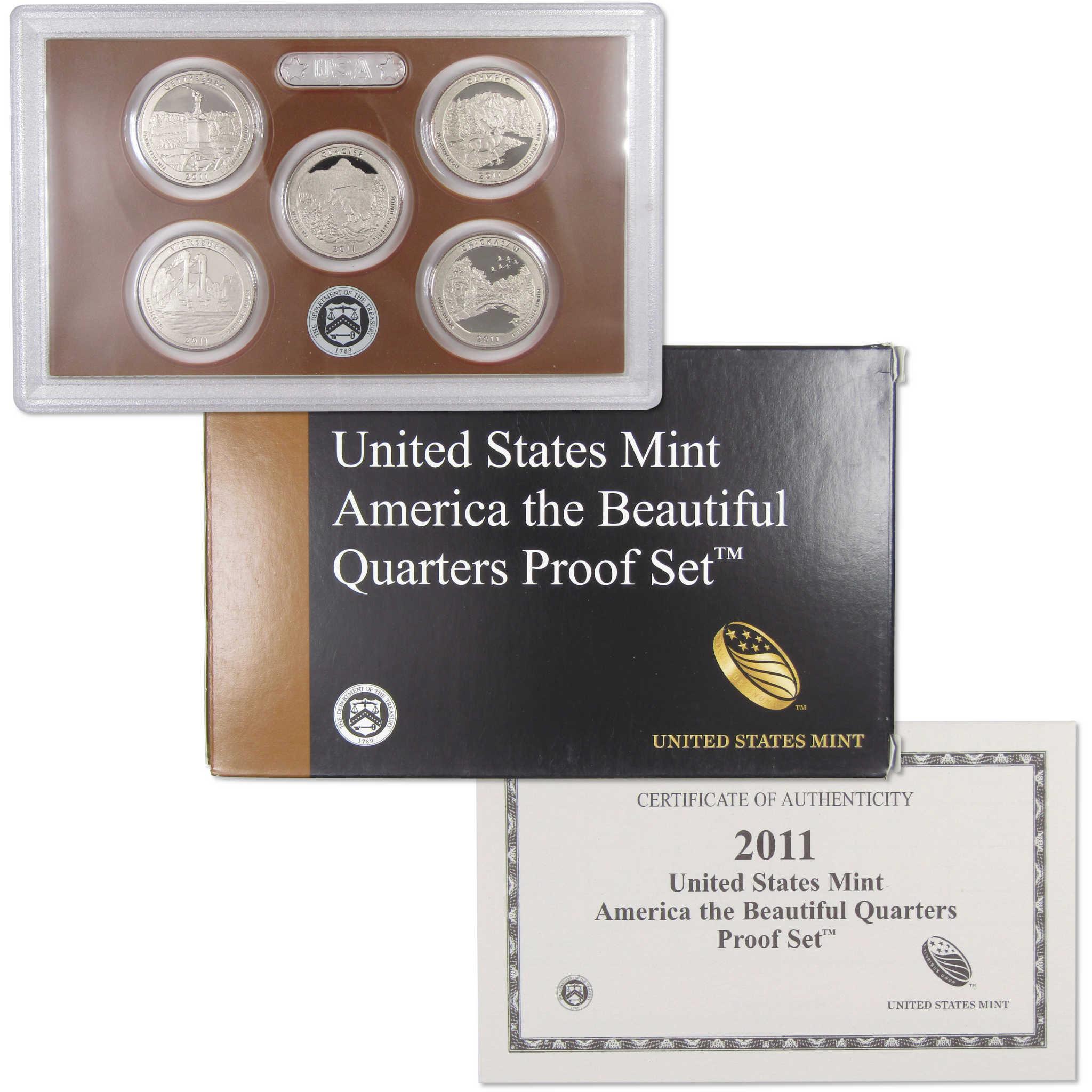 2011 America the Beautiful Quarter Clad Proof Set U.S. Mint OGP COA