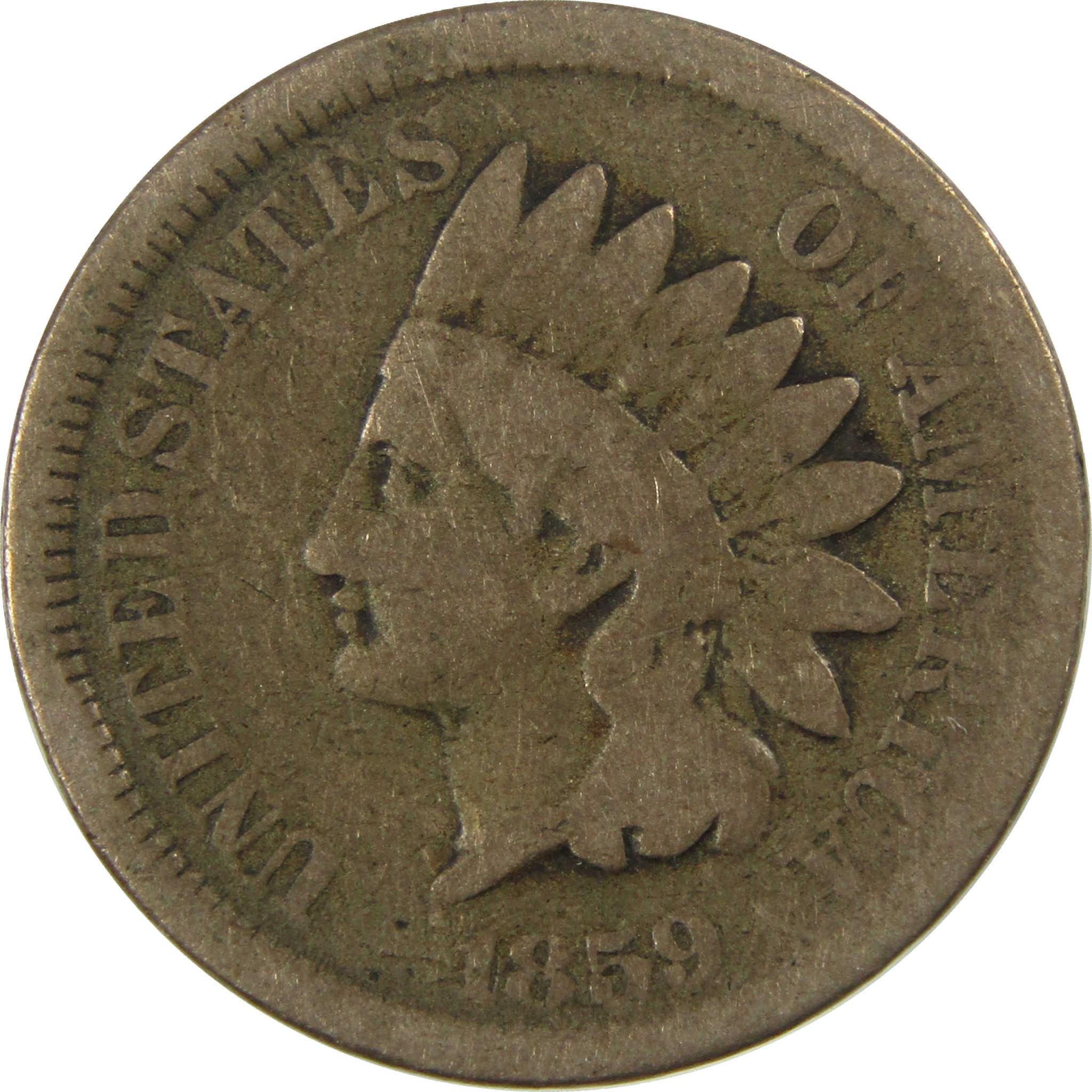 1859 Indian Head Cent AG About Good Penny 1c Coin SKU:I26965