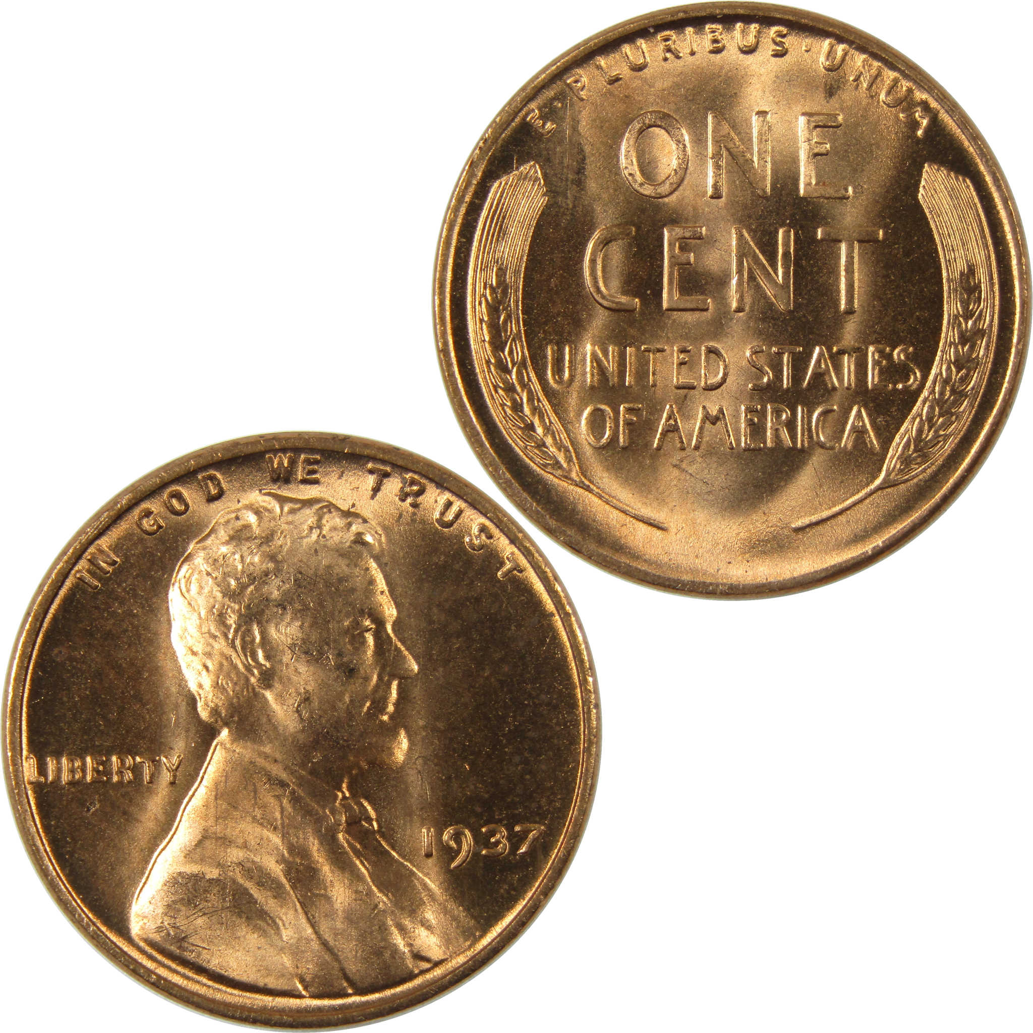 1937 Lincoln Wheat Cent Uncirculated Mint State Penny 1c Coin