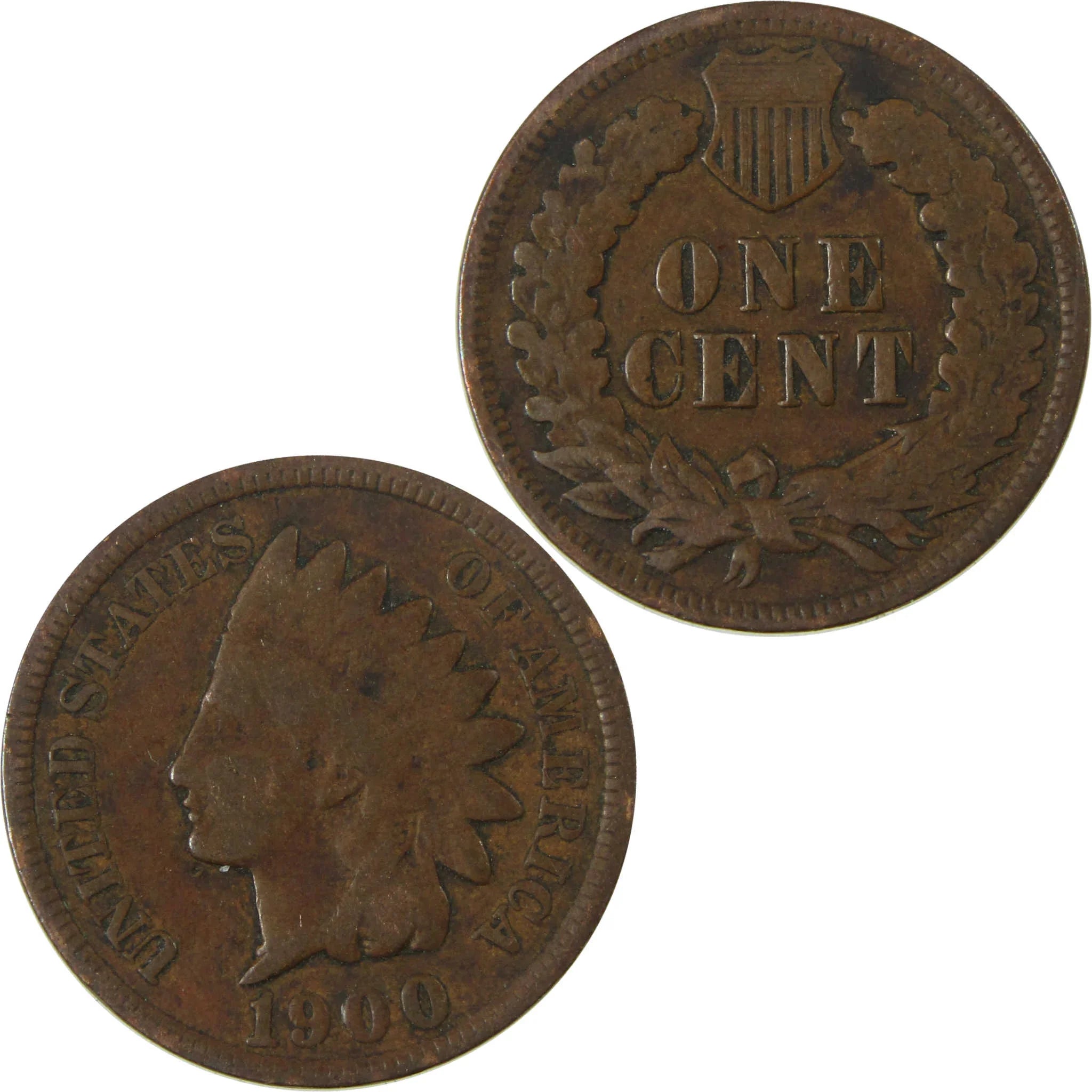 1900 Indian Head Cent F Fine Penny 1c Coin SKU:I26990
