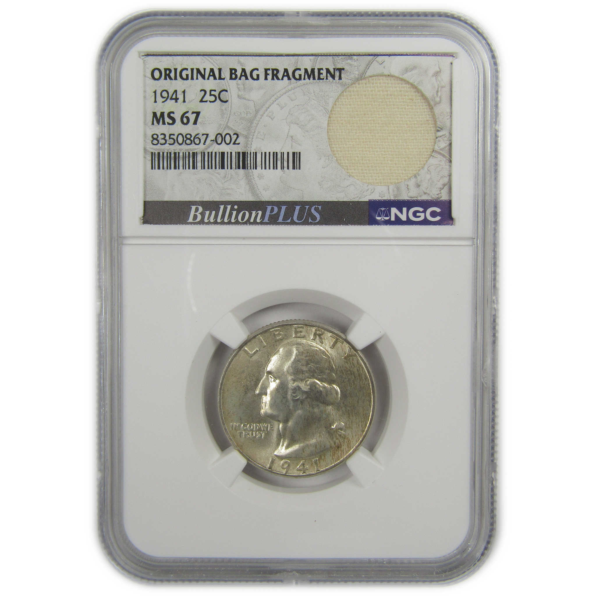 1941 Washington Quarter MS 67 NGC Silver Bag Fragment SKU:I20531