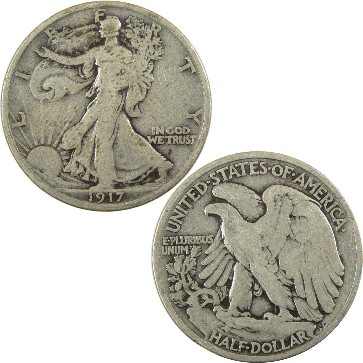 1917 Liberty Walking Silver 50c VG Very Good Details SKU:I29026