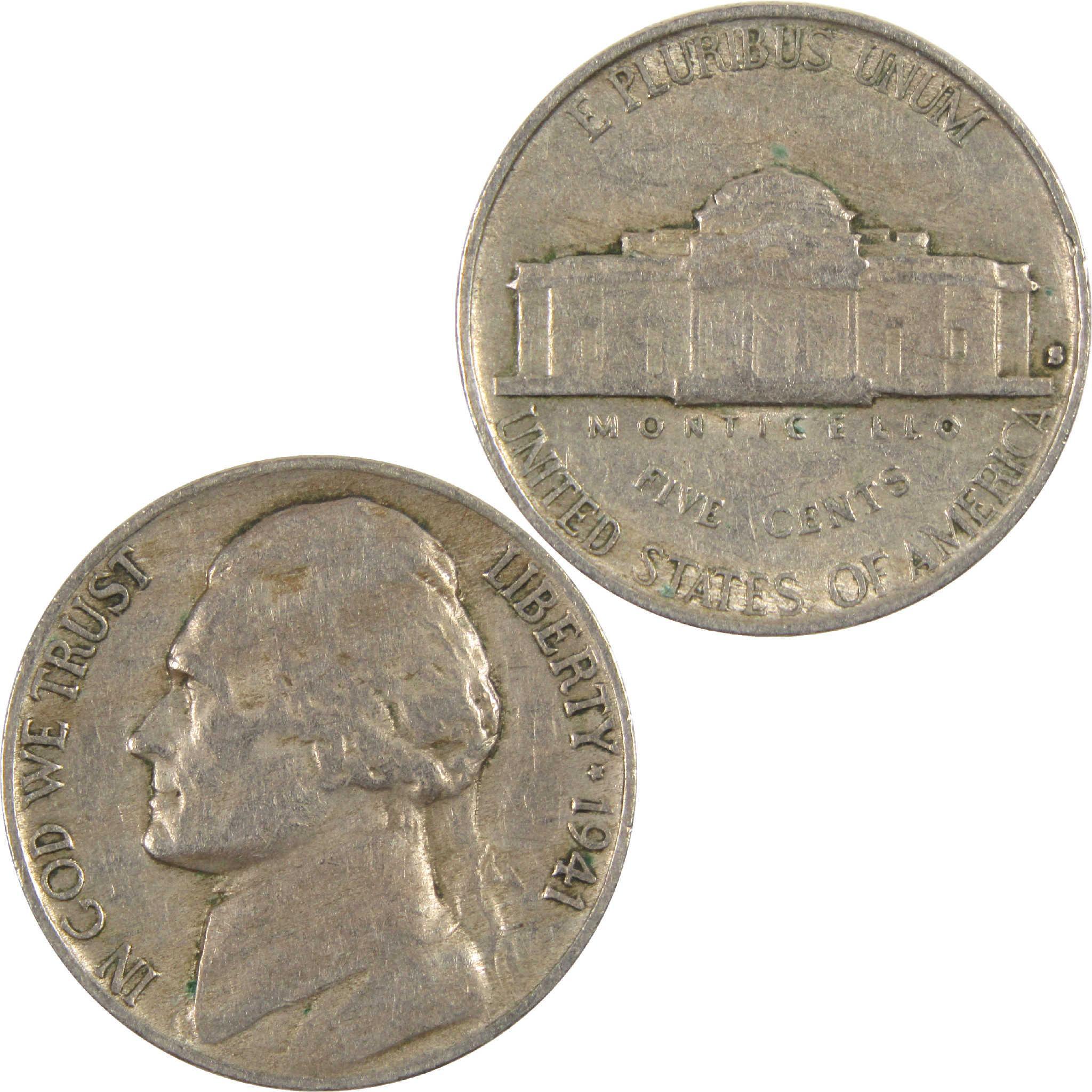 1941 S Jefferson Nickel Circulated 5c Coin Collectible